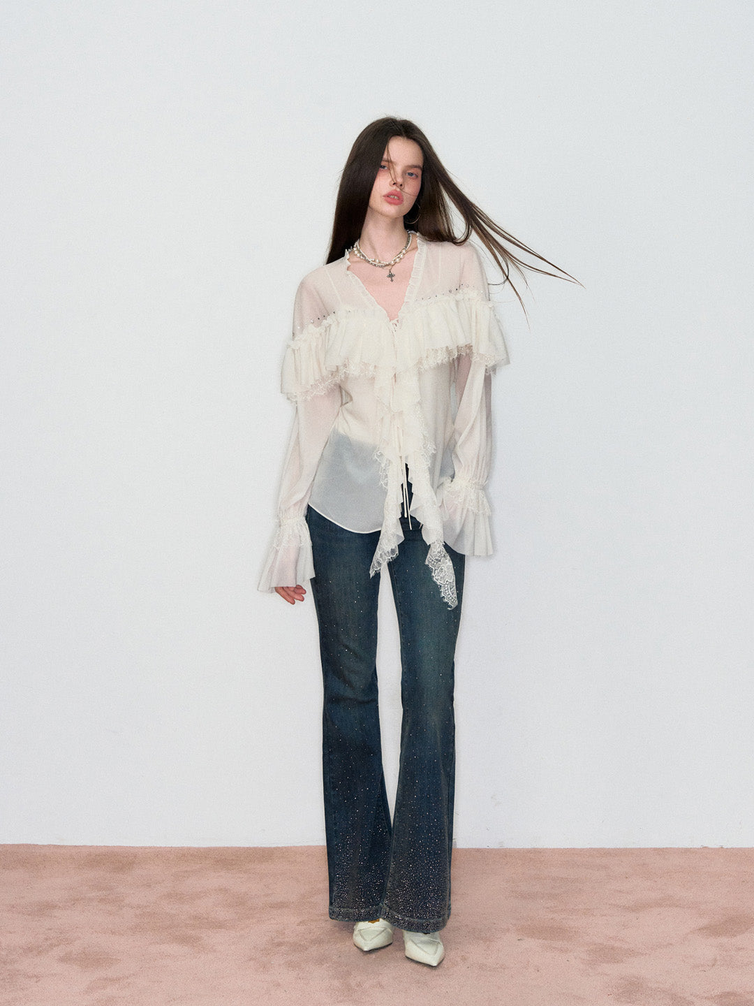 VIA PITTI VIAATP805 Elegant rhinestone shirt