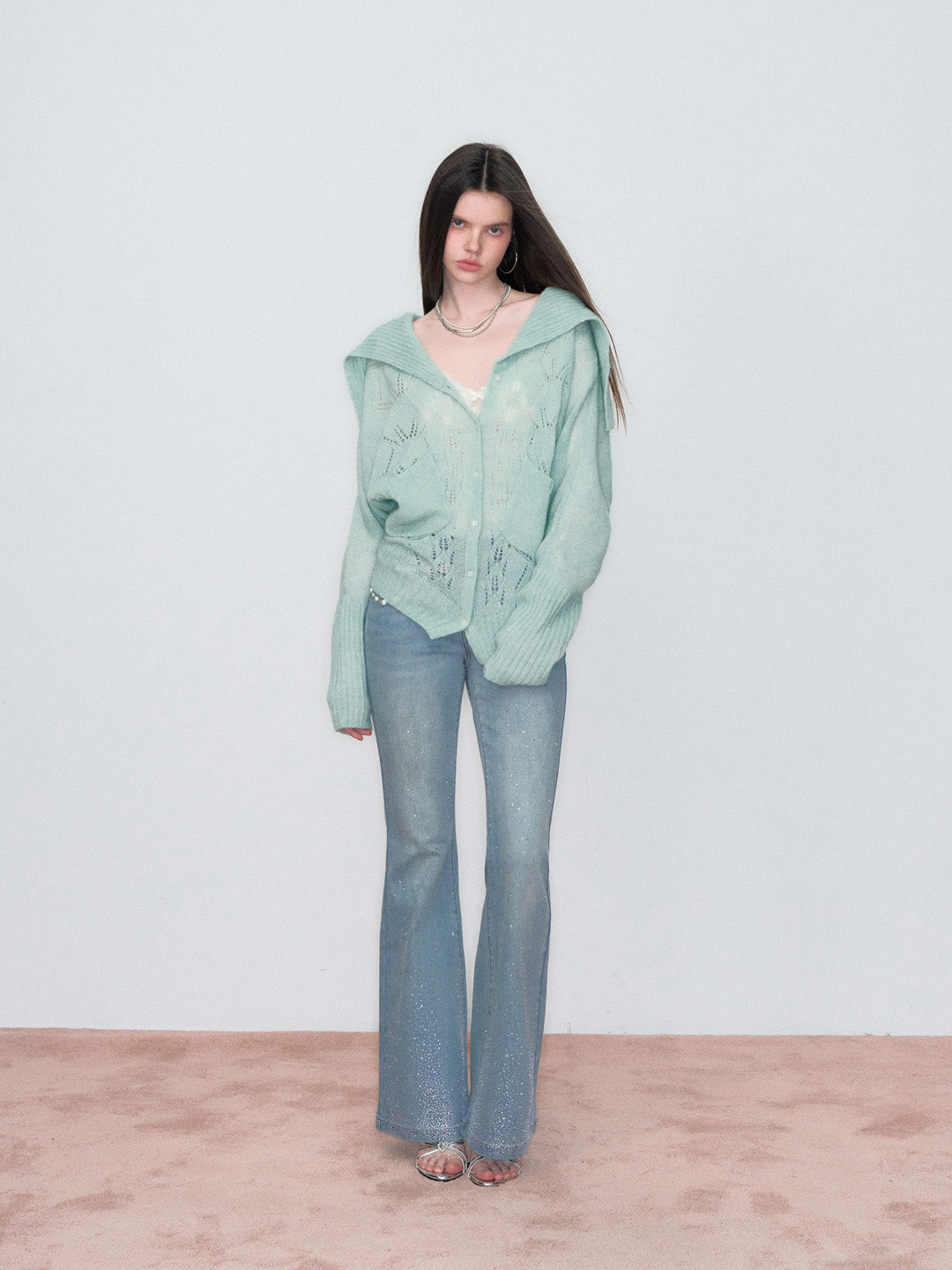 VIA PITTI VIAAK839 Hollow out colored yarn sweater cardigan