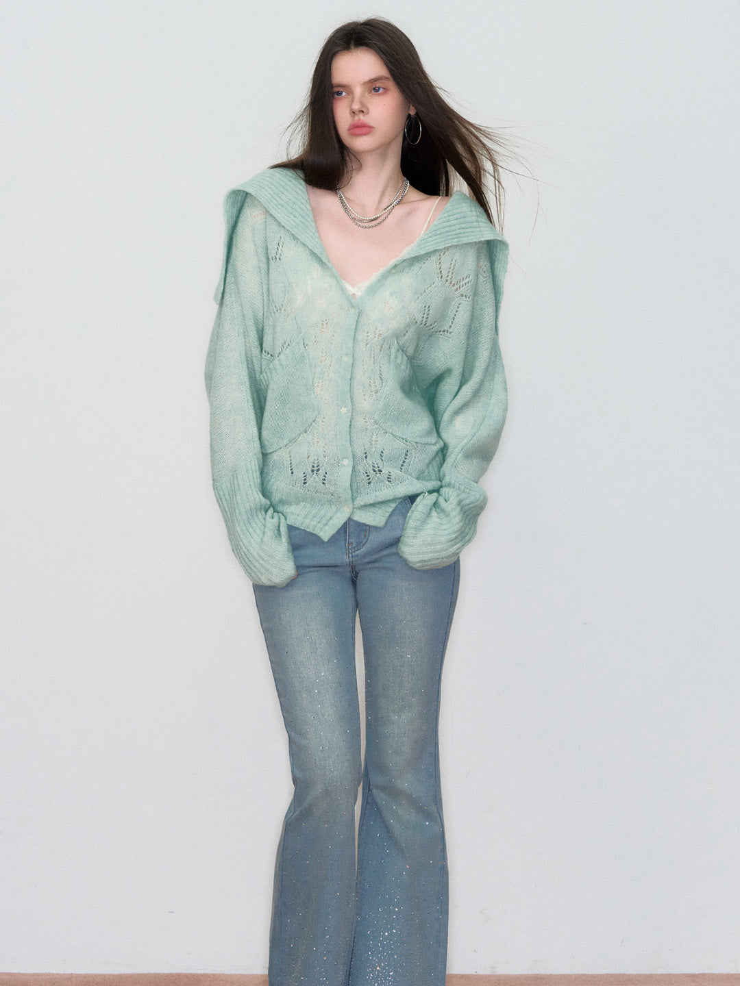 VIA PITTI VIAAK839 Hollow out colored yarn sweater cardigan