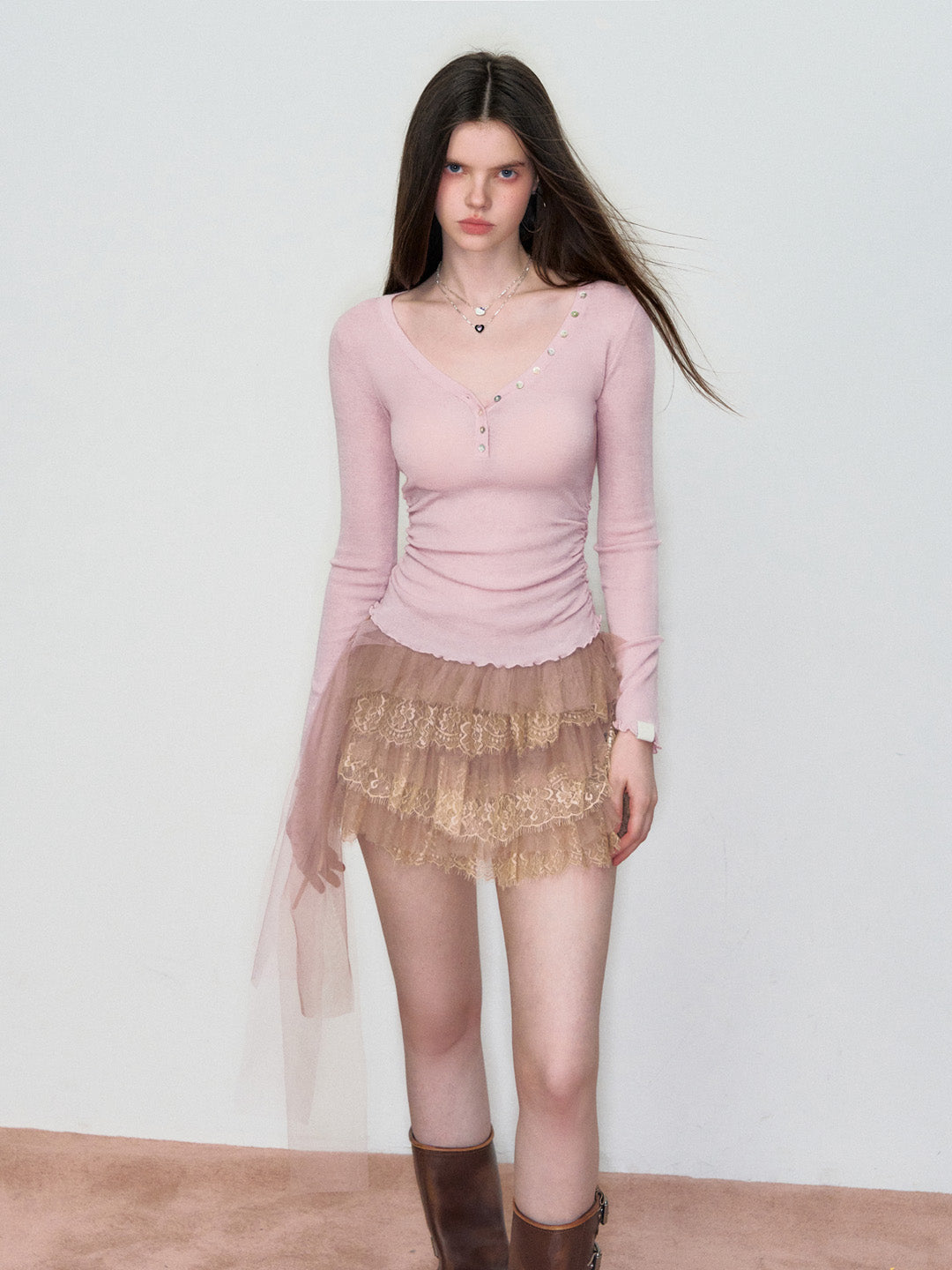 VIA PITTI VIAAK866 Versatile basic waist cinching wool base sweater