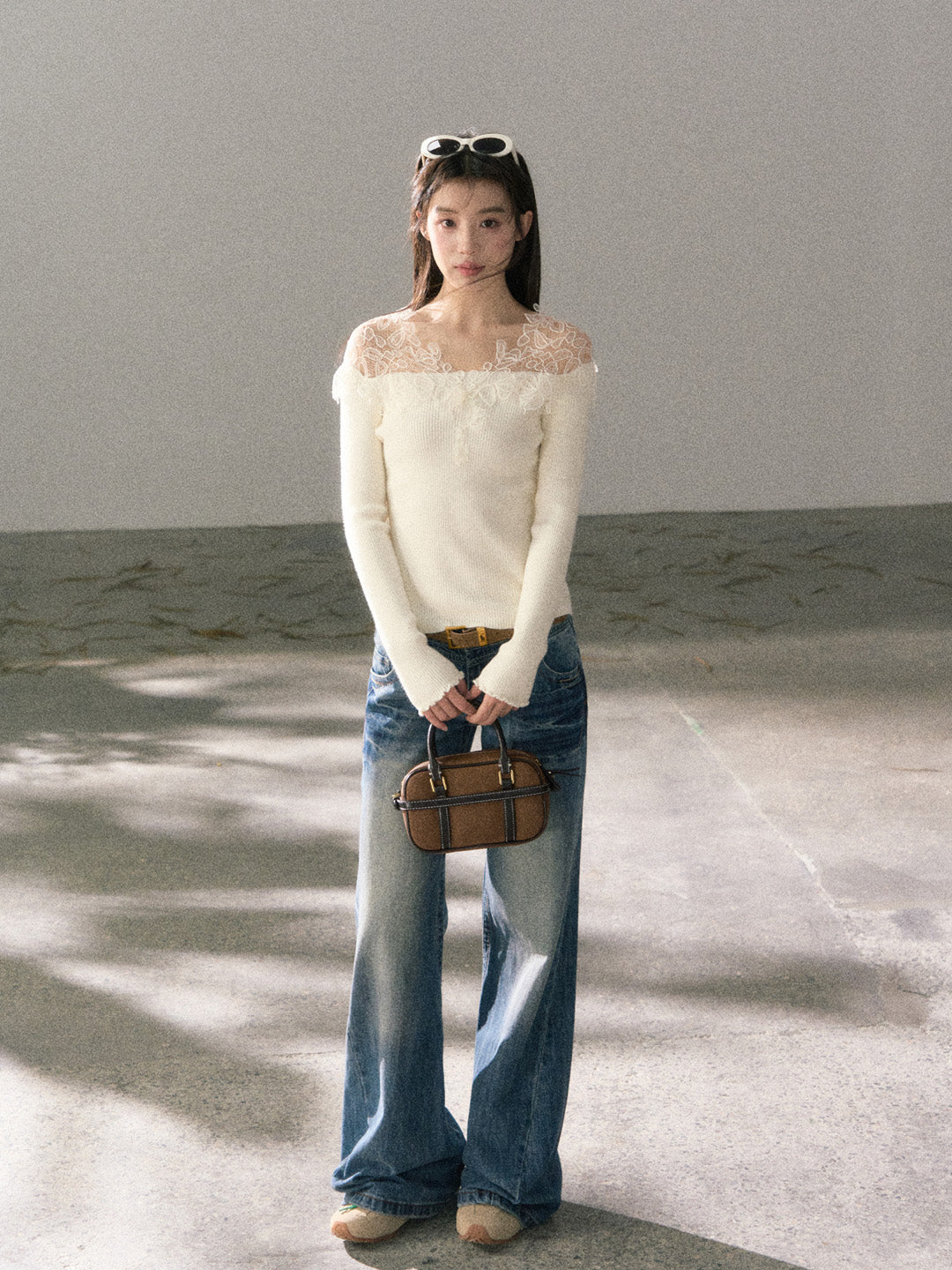 Lafreedom LAF360108 3D lace slim knit top