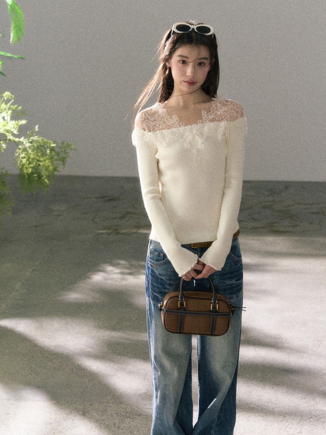 Lafreedom LAF360108 3D lace slim knit top