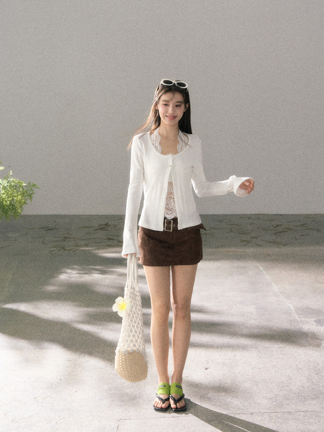 Lafreedom LAF360109 Micro flared long sleeved soft knit cardigan top