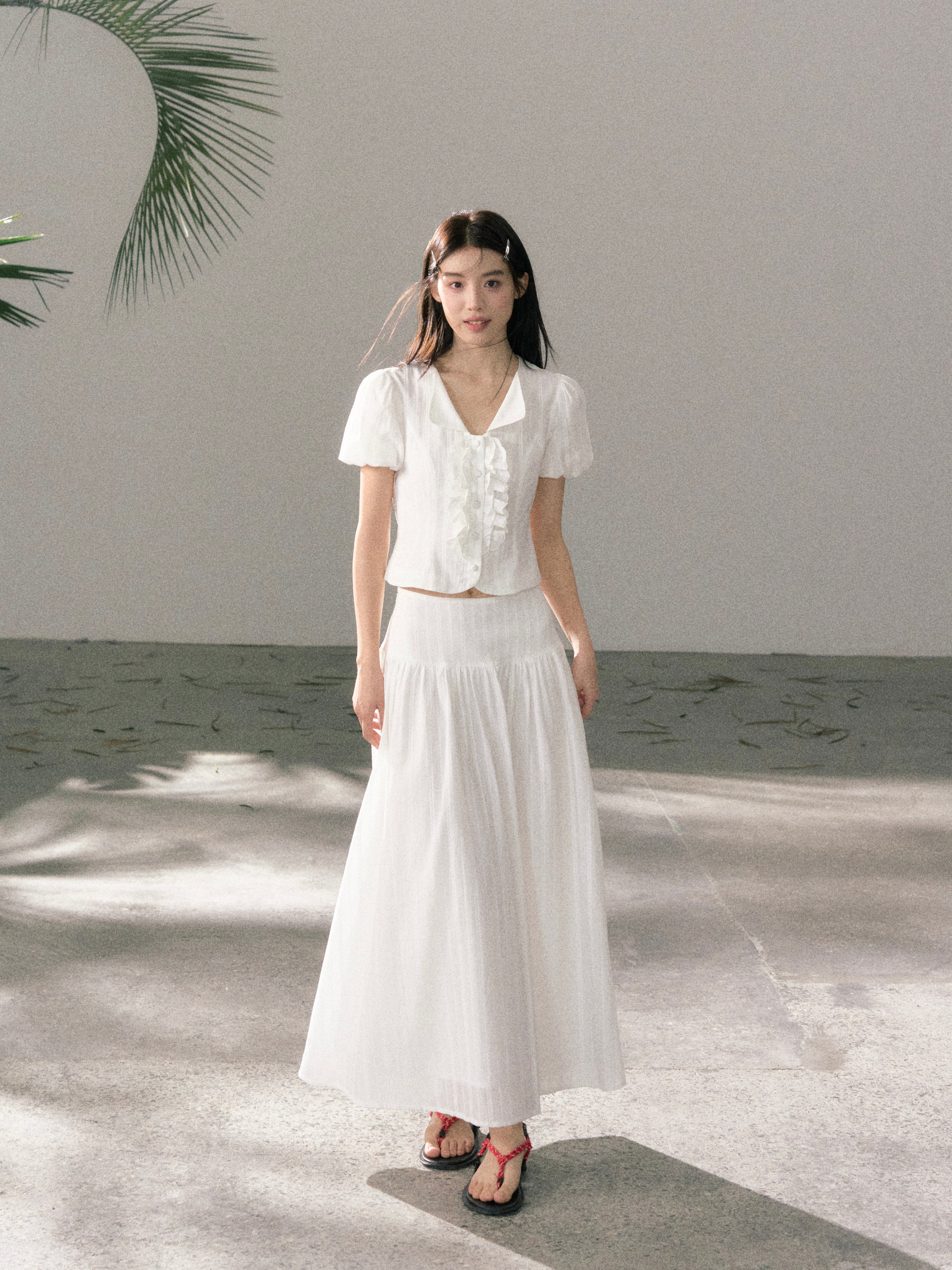 LAFREEDOM LAF360520 Sweet Pure Cotton Top+ LAF360521 White Pure Cotton Skirt