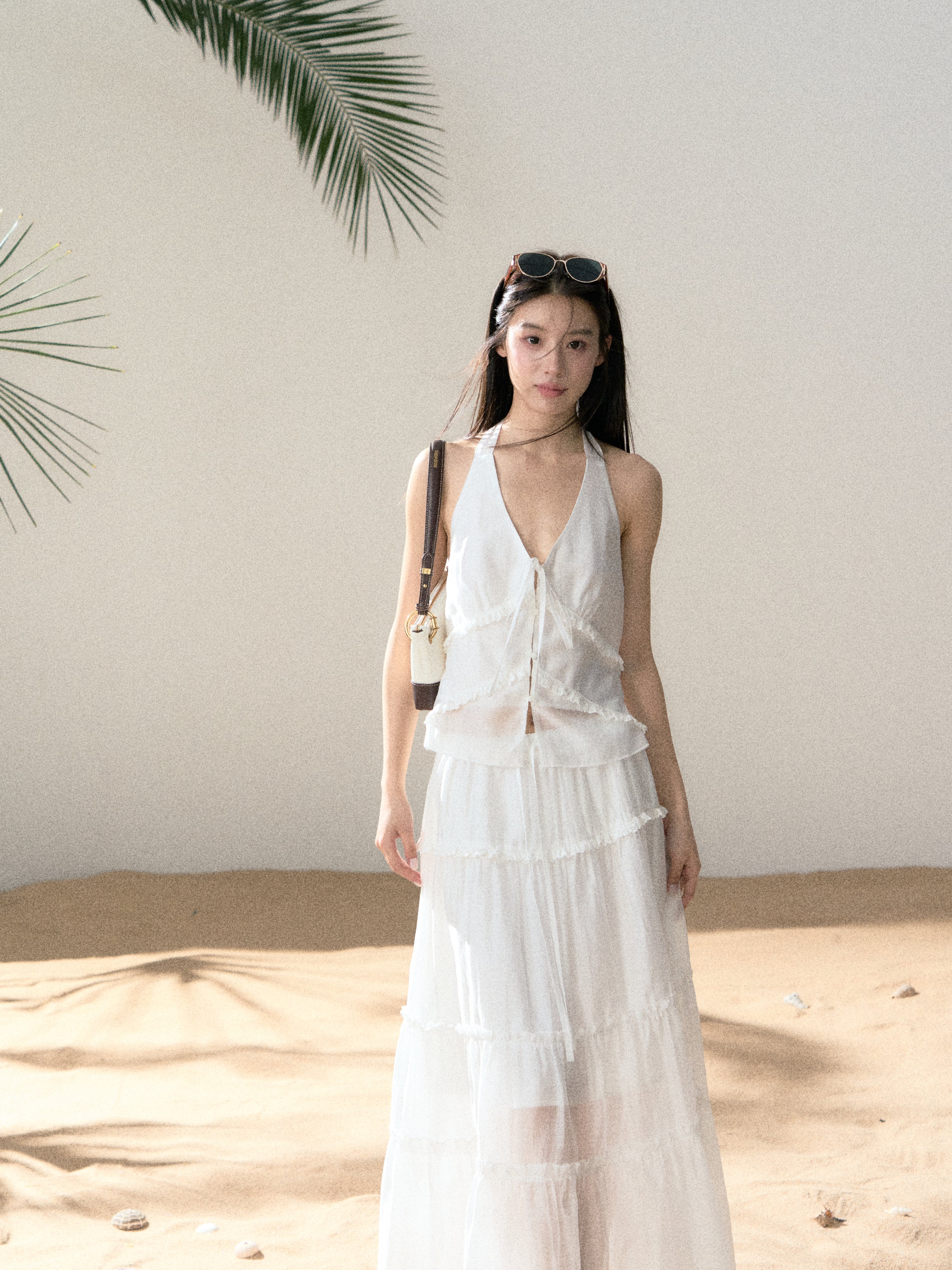 LAFREEDOM LAF360527 Halter White Top + LAF360528 Ethereal White Skirt