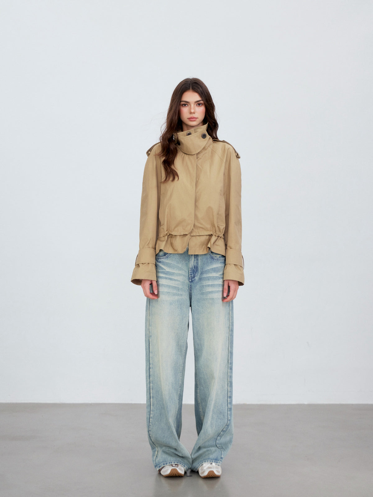 VIA PITTI VIACC6204 Stand-Collar Drawstring Coat