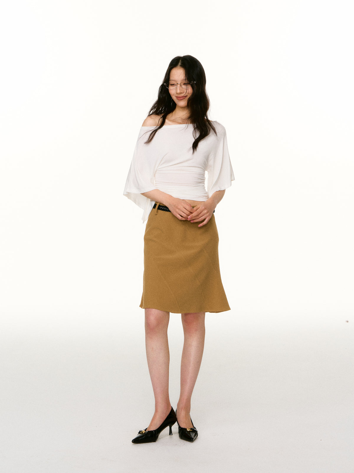 LAFREEDOM LAF360801 Asymmetric Bud-Sleeve T-Shirt