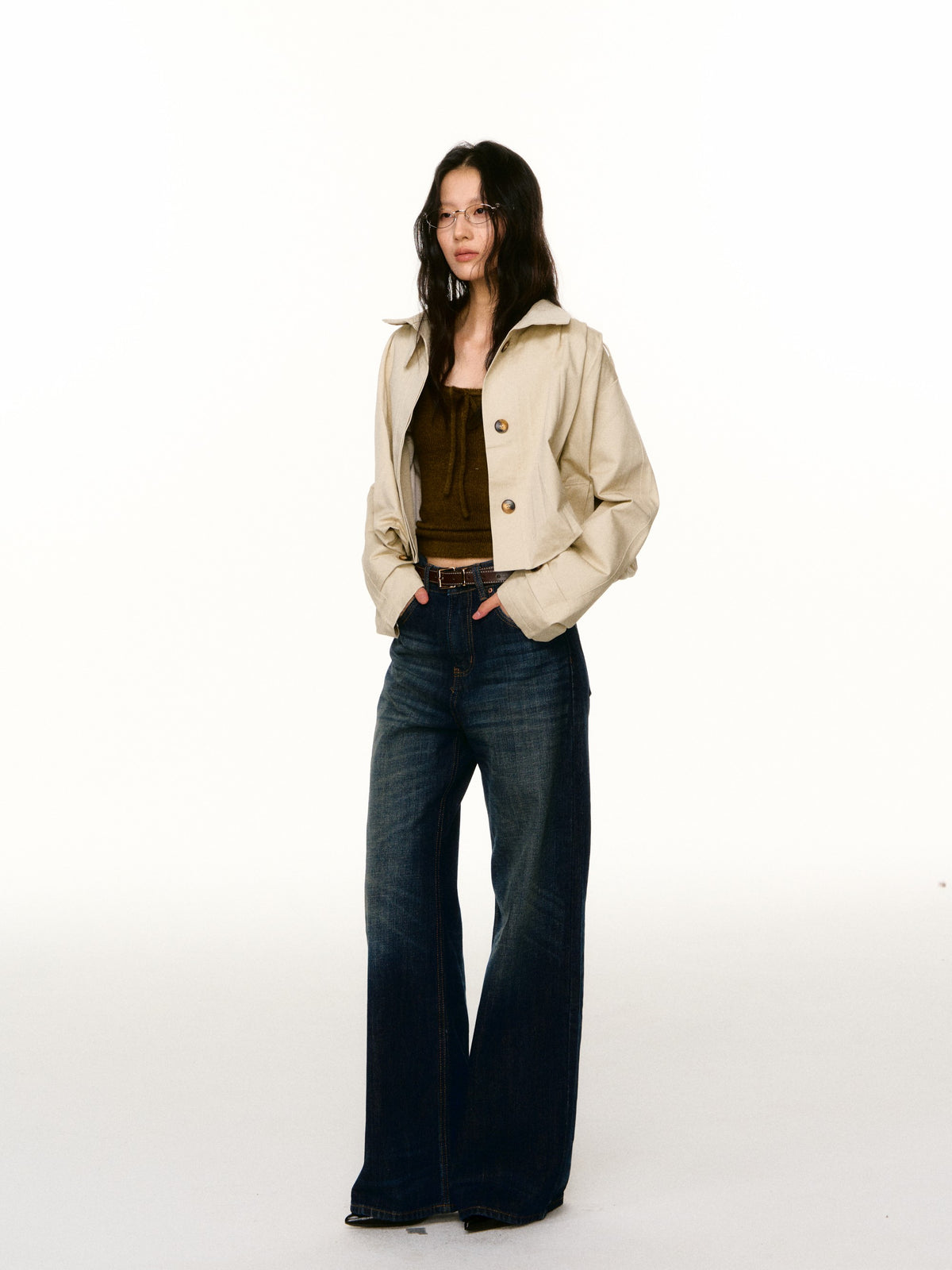 LAFREEDOM LAF360812 Cropped Long-Sleeve Trench Coat