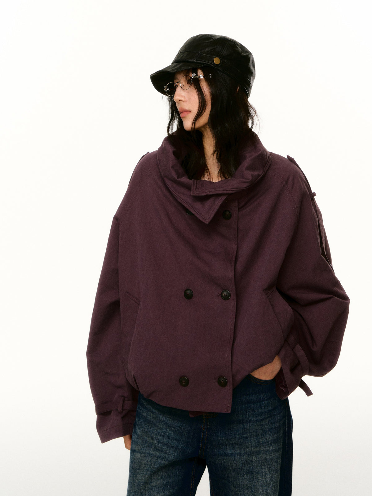LAFREEDOM LAF360816 Washed Cotton Cropped Trench Coat