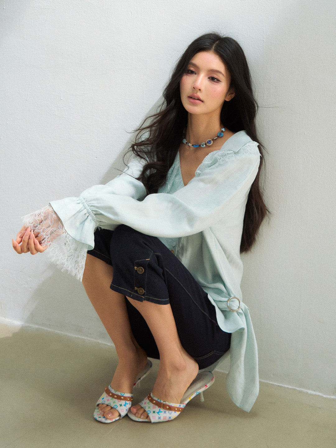 VIA PITTI VIAATP899 Lace patchwork shirt