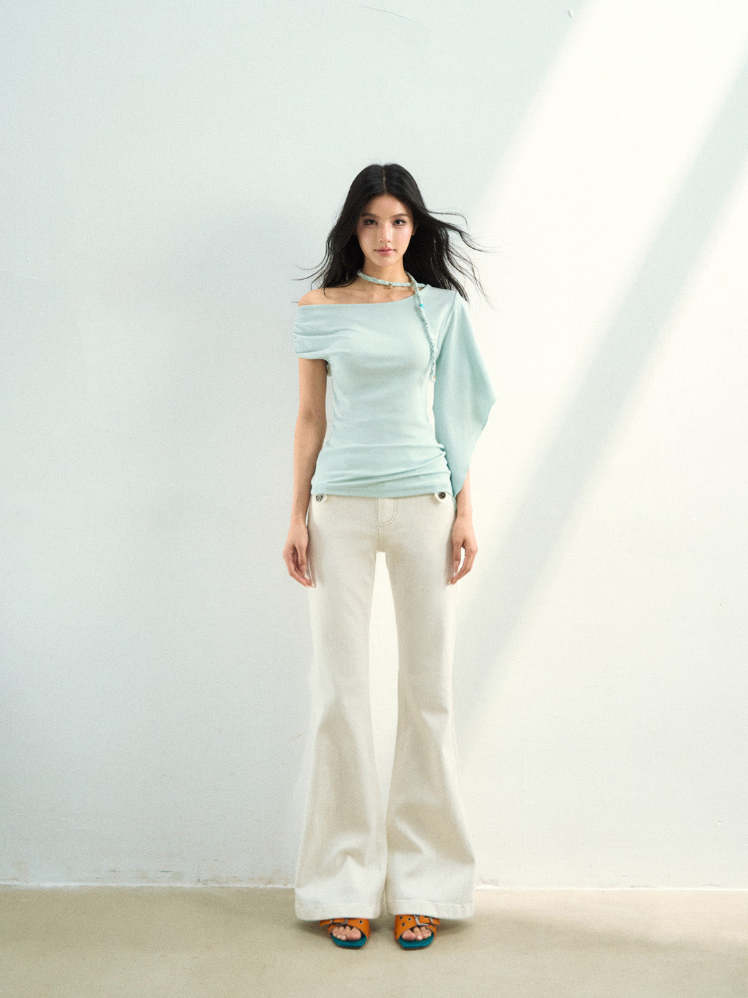 VIA PITTI VIAAT886 Irregular flowing short sleeved T-shirt