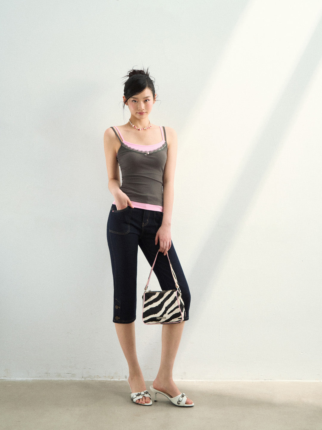 VIA PITTI VIAAT911 Color blocked patchwork camisole vest