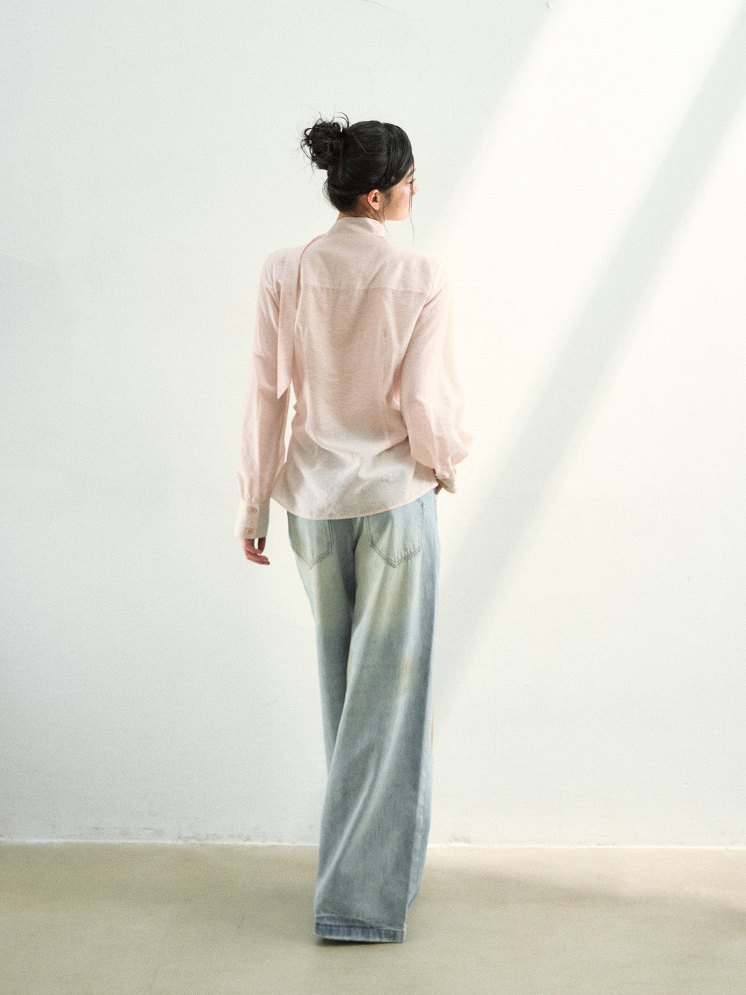 VIA PITTI VIAAT812 Lace patchwork design with a flowing ribbon shirt