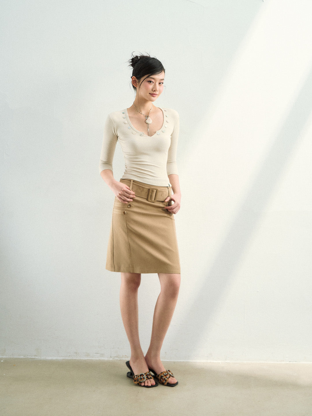 VIA PITTI VIAAS837 Thick waistband design skirt