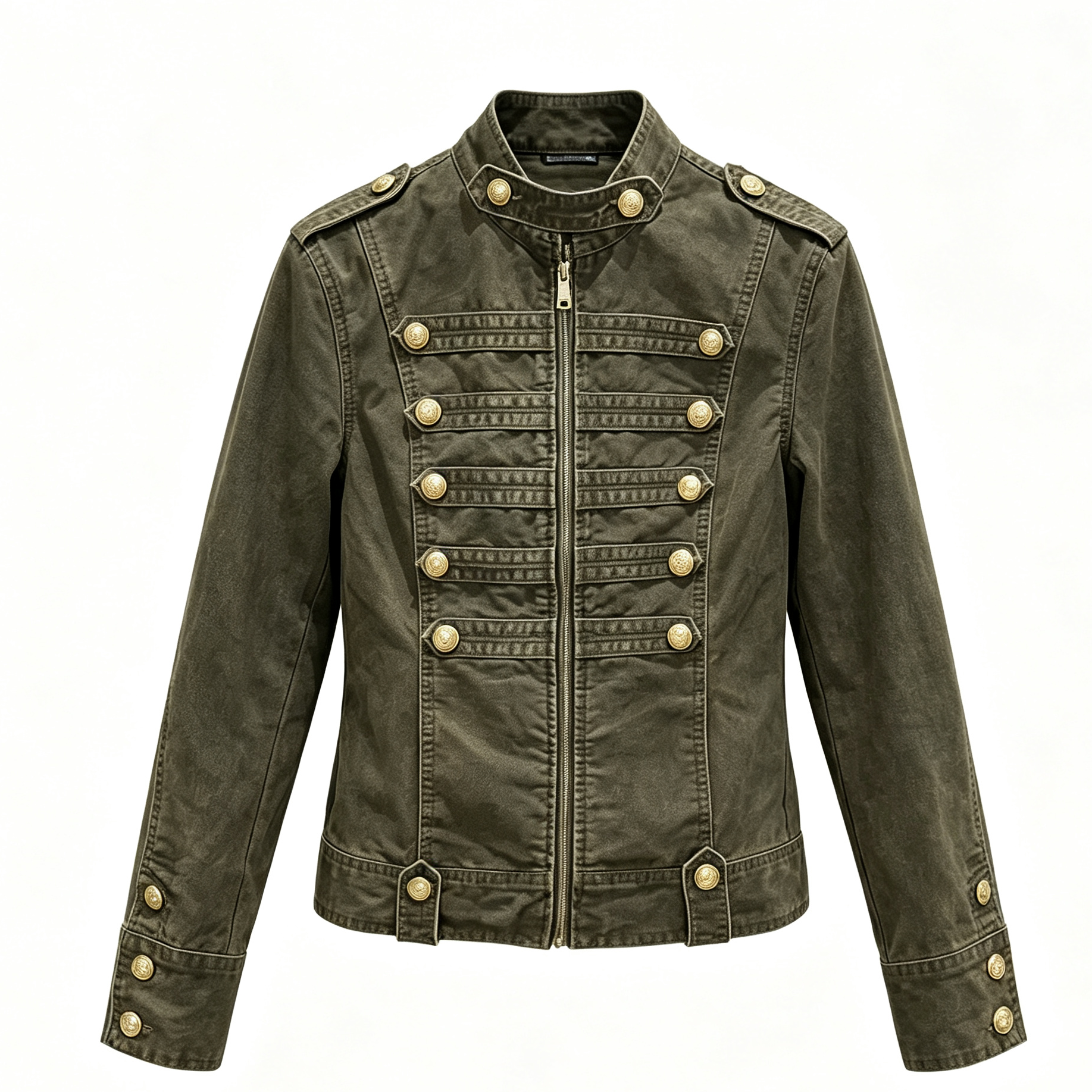 Hussar Epaulet Zip Jacket with Metal Button(2color)