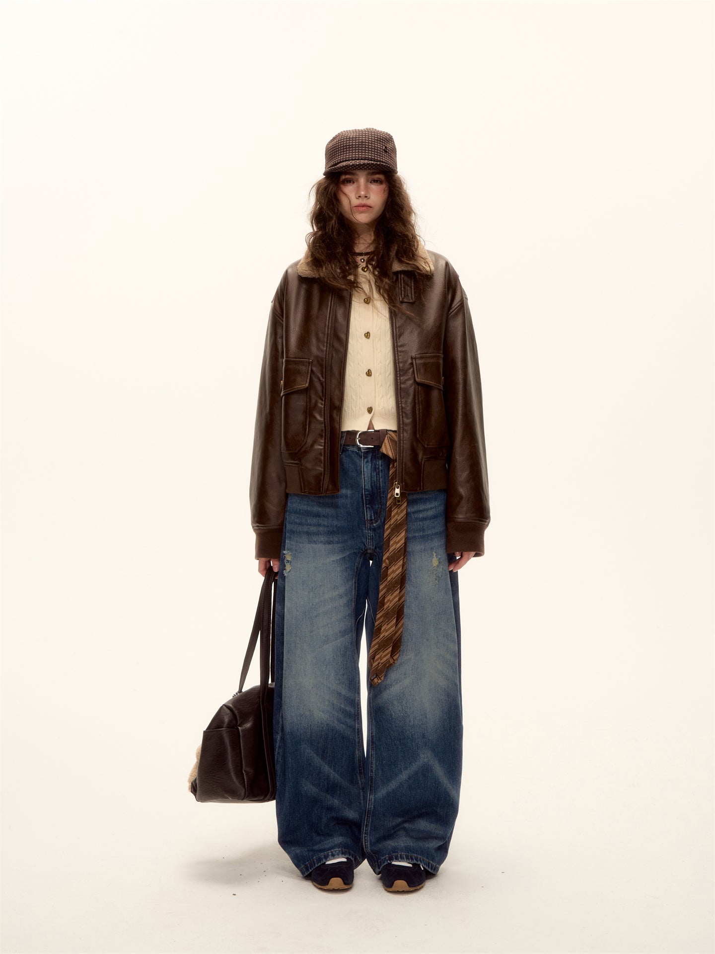 AsGony ASG25459 Plush collar spliced jacket