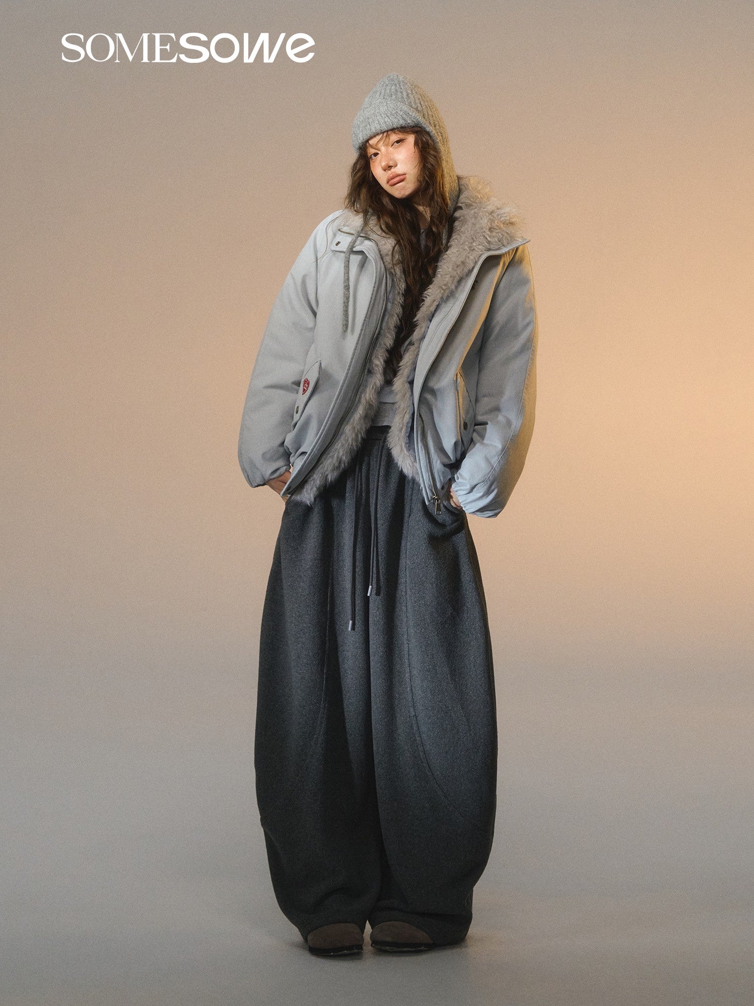 SOMESOWE S2508258 Detachable fur collar down jacket