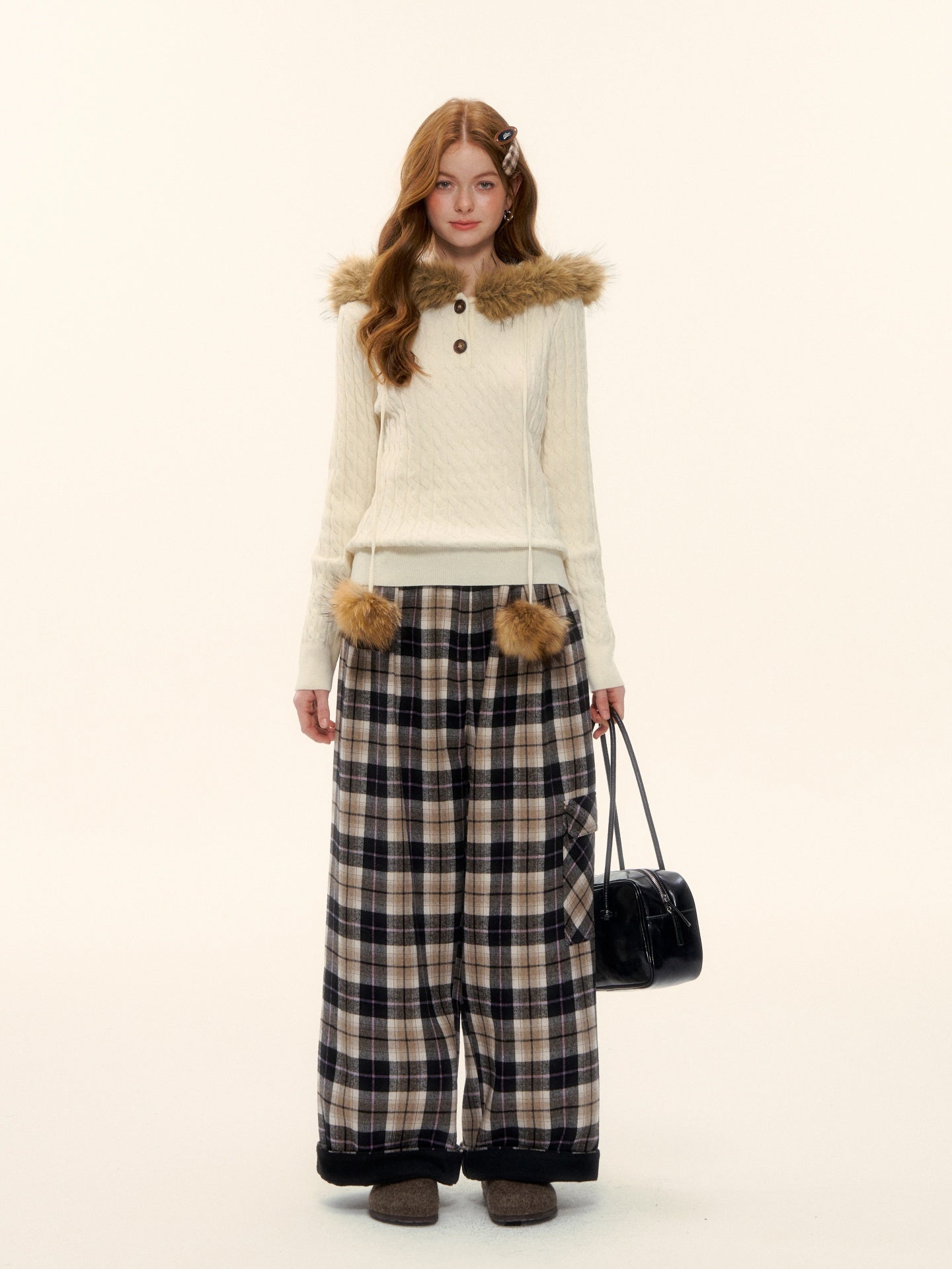 AsGony ASG25624 Woolen Twisted Woolen Collar Pullover Knitted Sweater