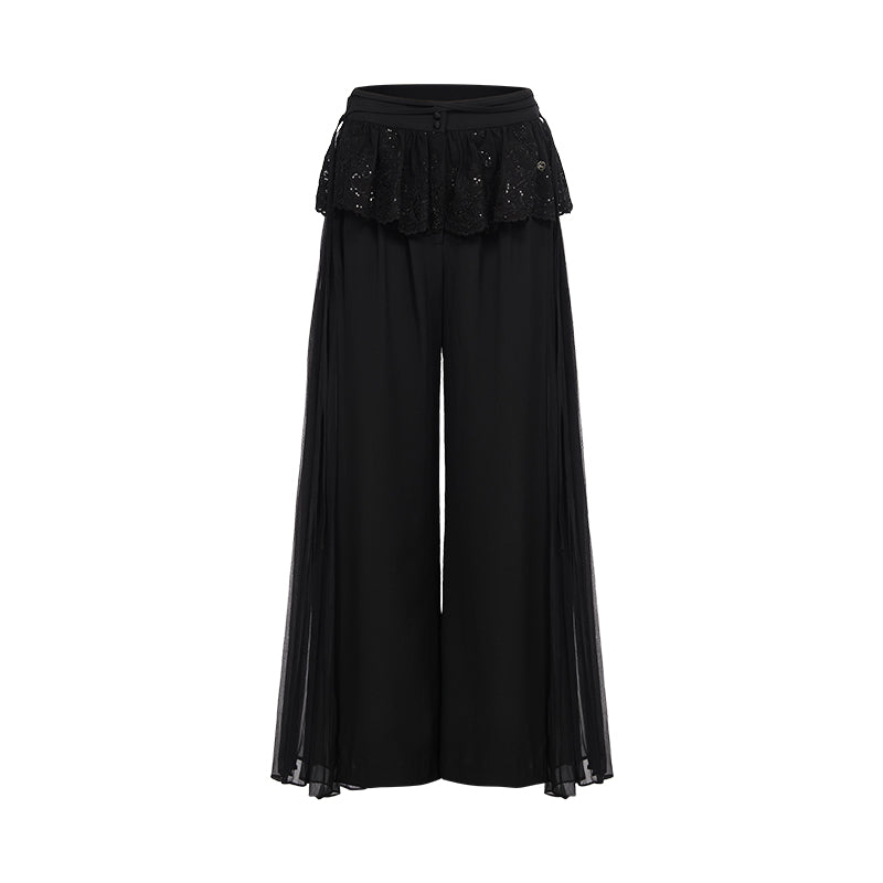 SHEERLUCK SLKZ25301 Lace pleated patchwork loose pants