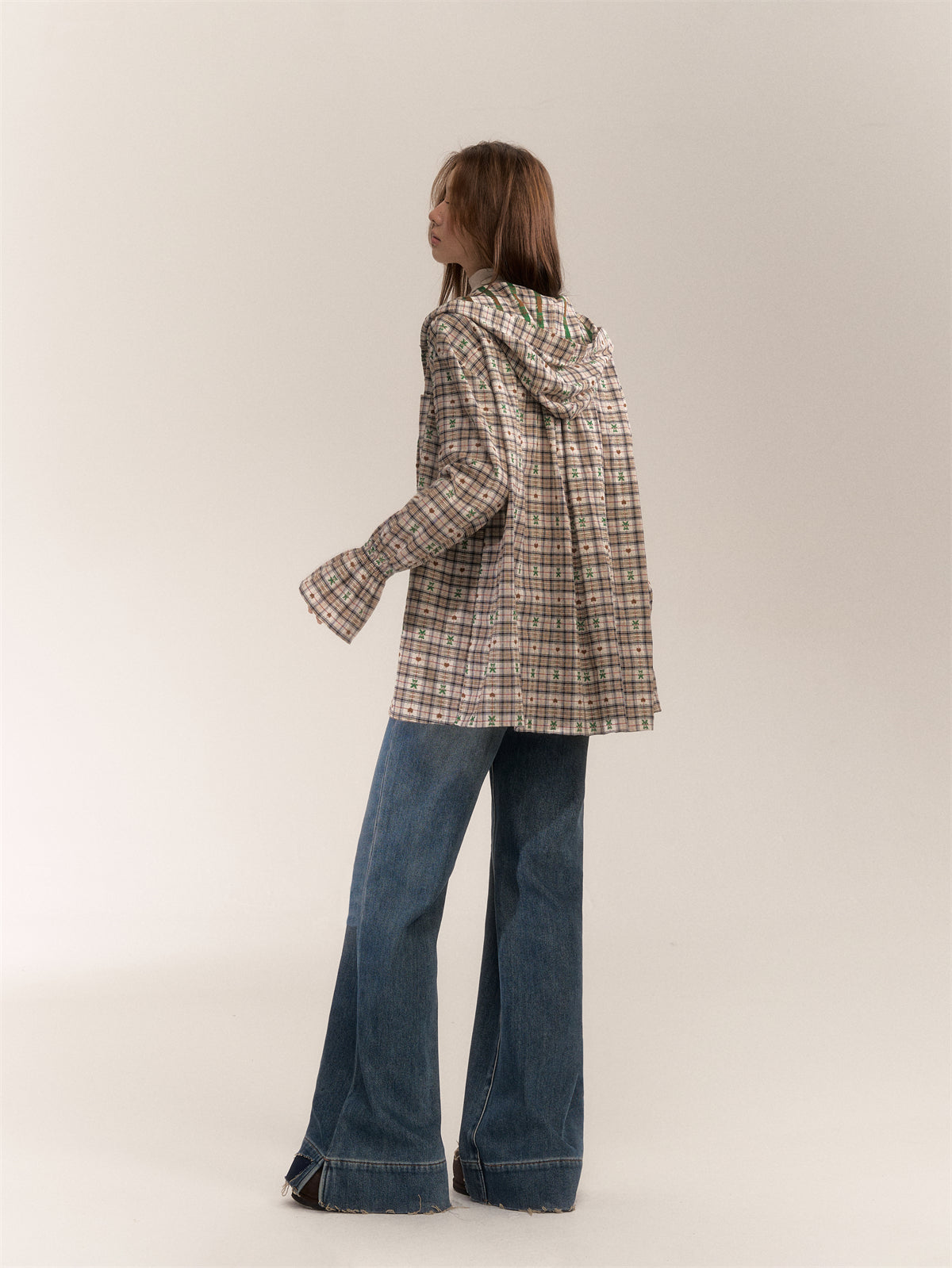 AsGony ASG24634 Checked hooded shirt