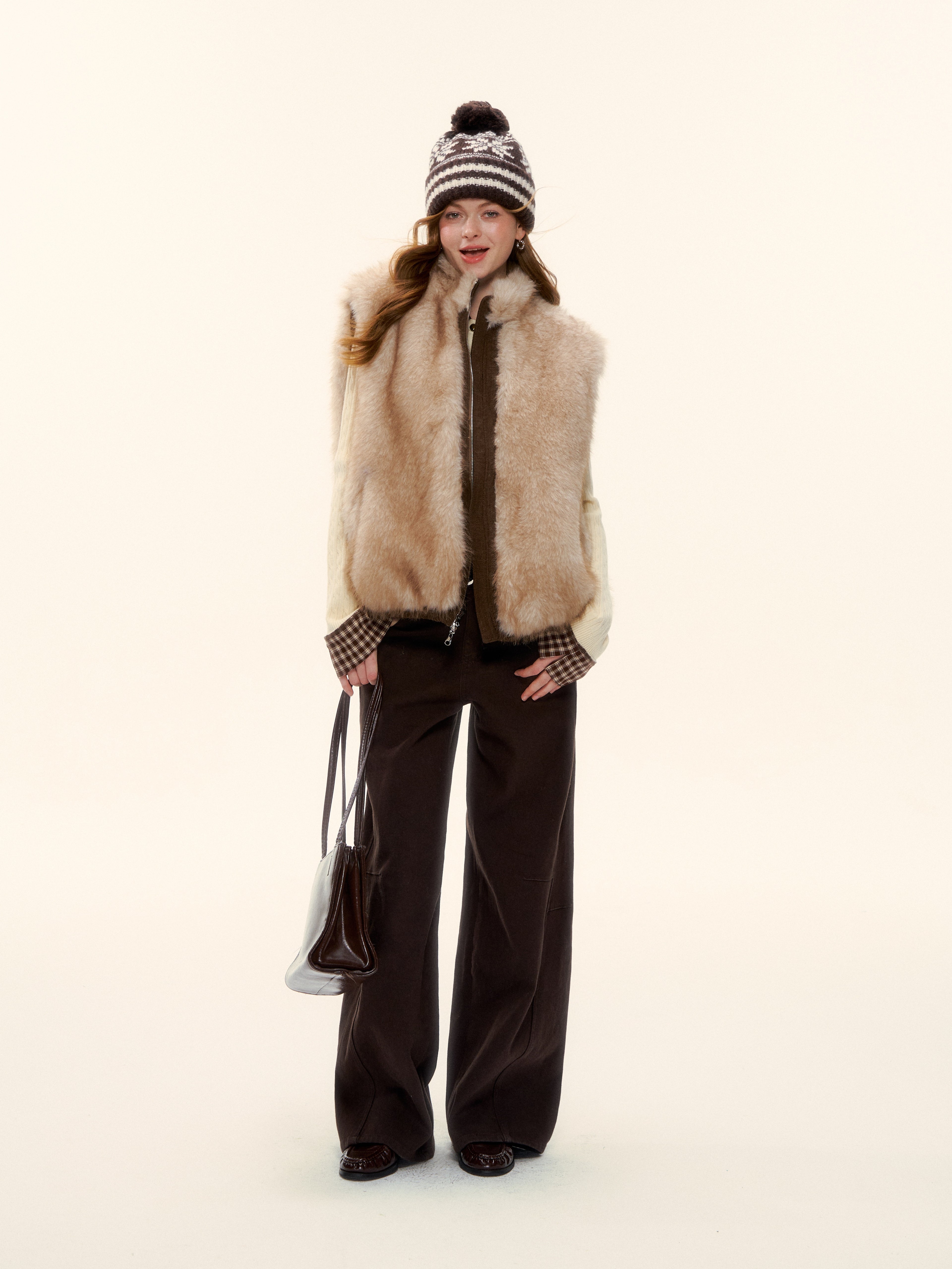 AsGony ASG25591 Eco-friendly fur double-sided vest