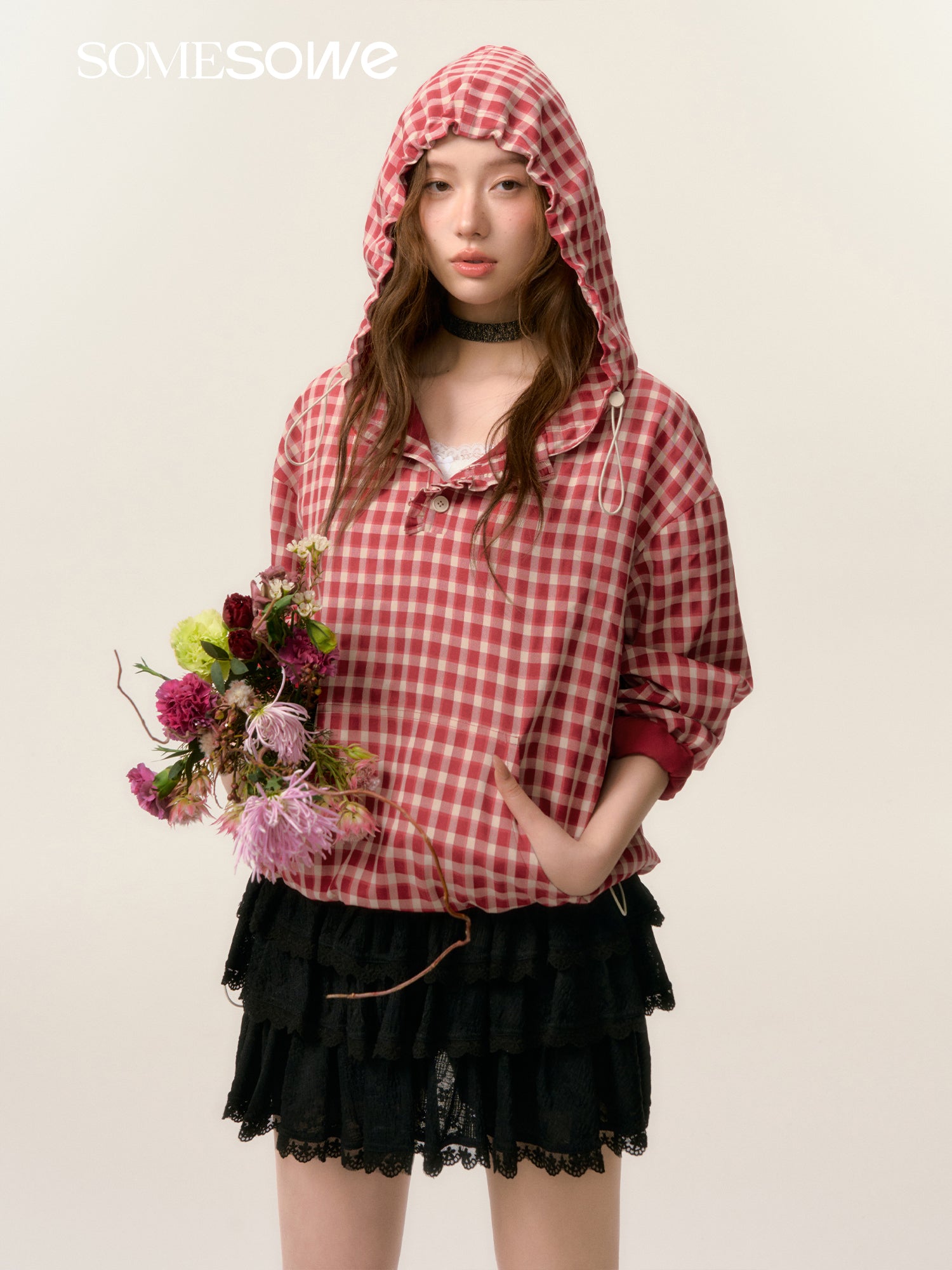 SOMESOWE S2508021 Lace lace fluffy skirt(2color)