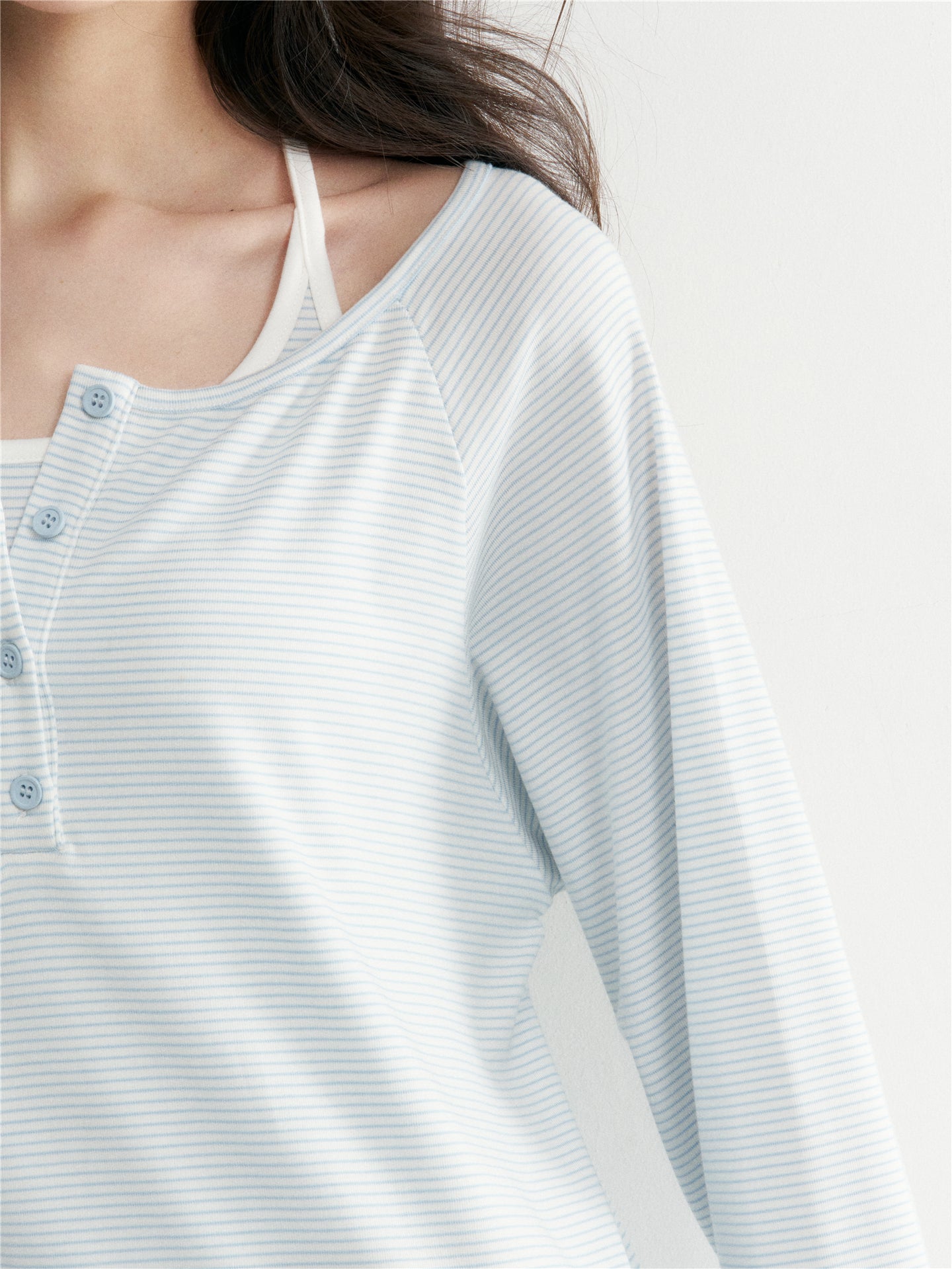 16DEWS 16D26028&16D26029&16D26030 Striped round neck top+tank top+micro flared casual pants