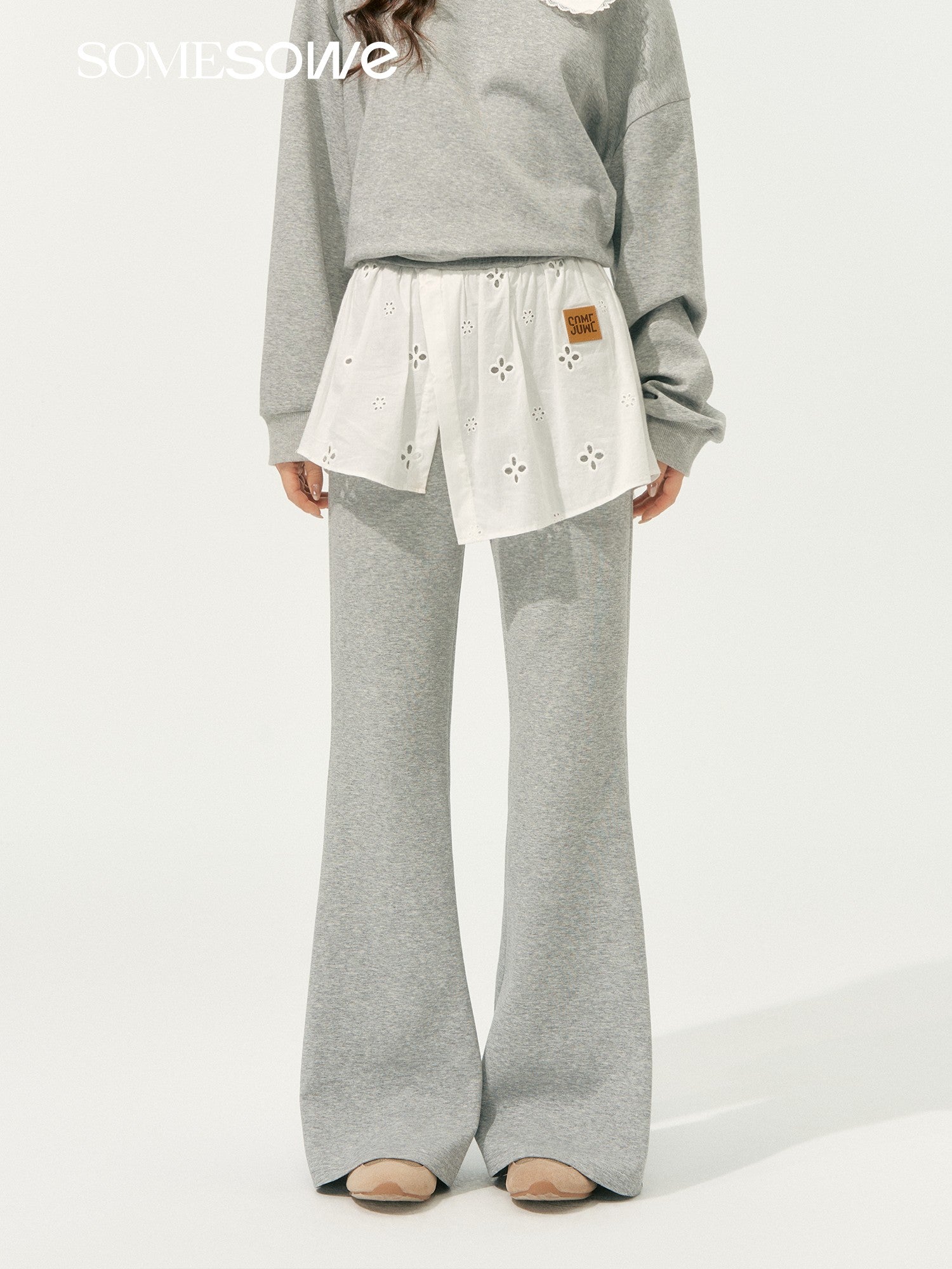 SOMESOWE S2508195&S2508197 One shoulder hoodie + pants set