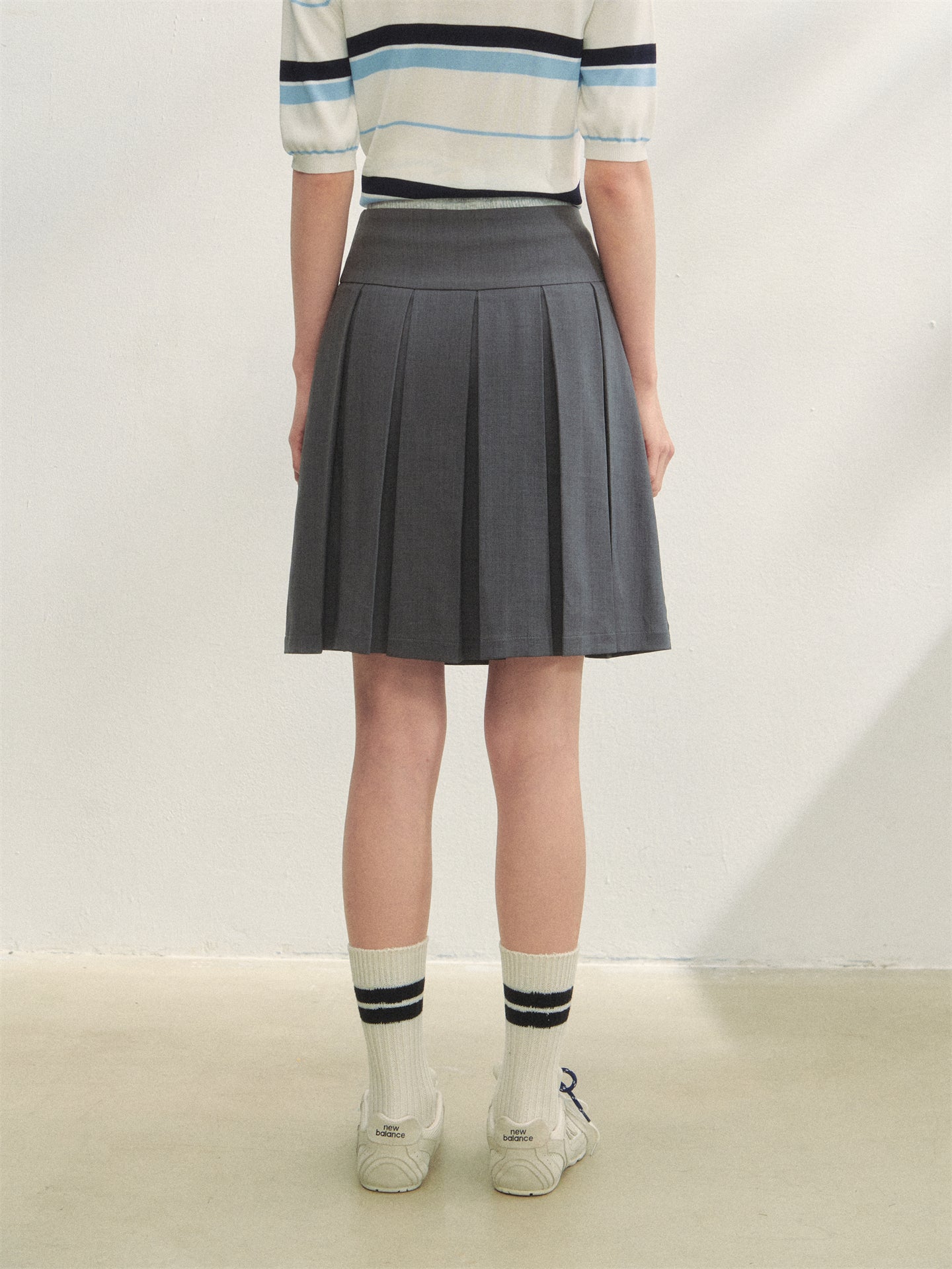 AsGony ASG25271 Printed waistband pleated skirts