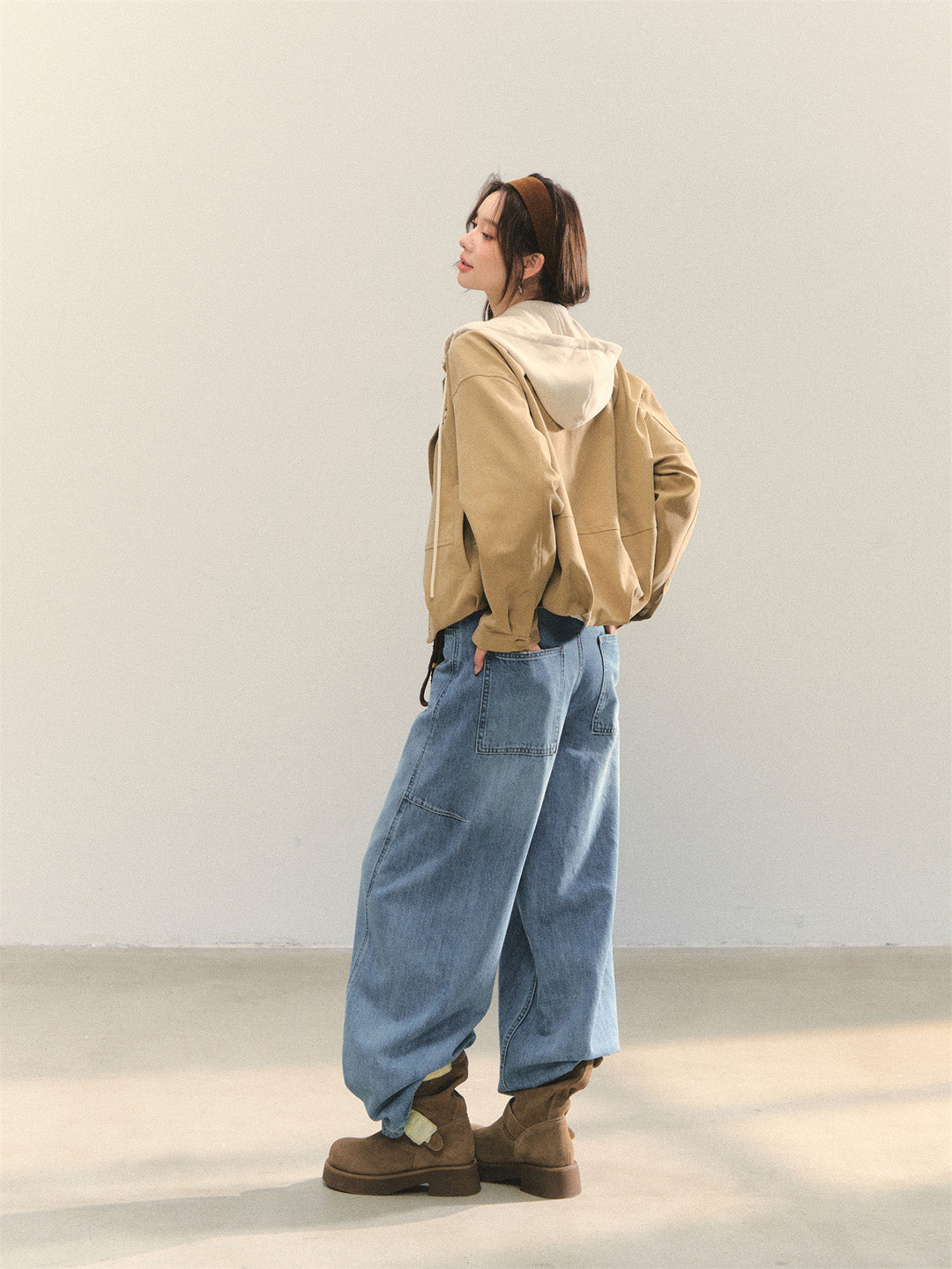 AsGony ASG25331 Fake two piece cocoon shaped jackets