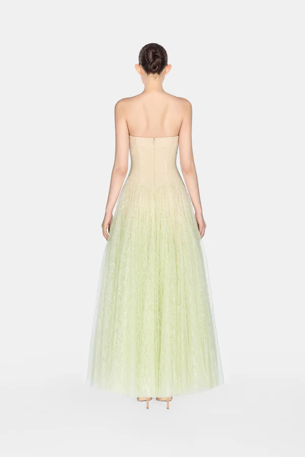 Montsand Draped Lace Maxi Dress-Mint