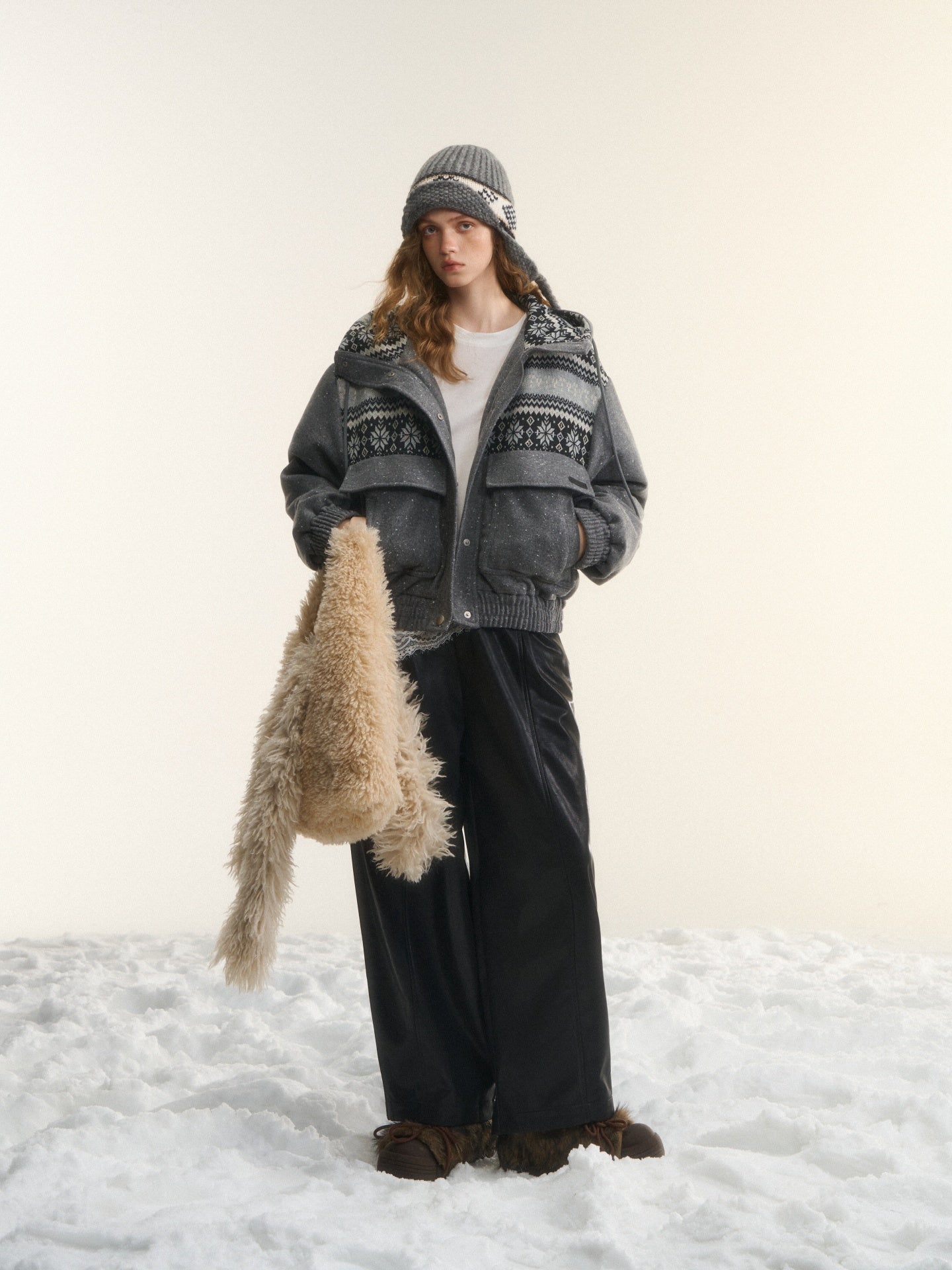 AsGony ASG25527 90 white duck down wool Fel Island hooded down jacket