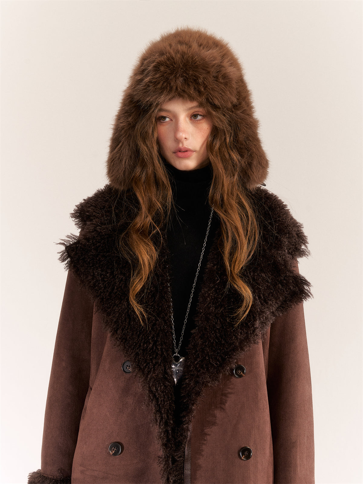 AsGony ASG24530 Suede & Fur Coat(2color)