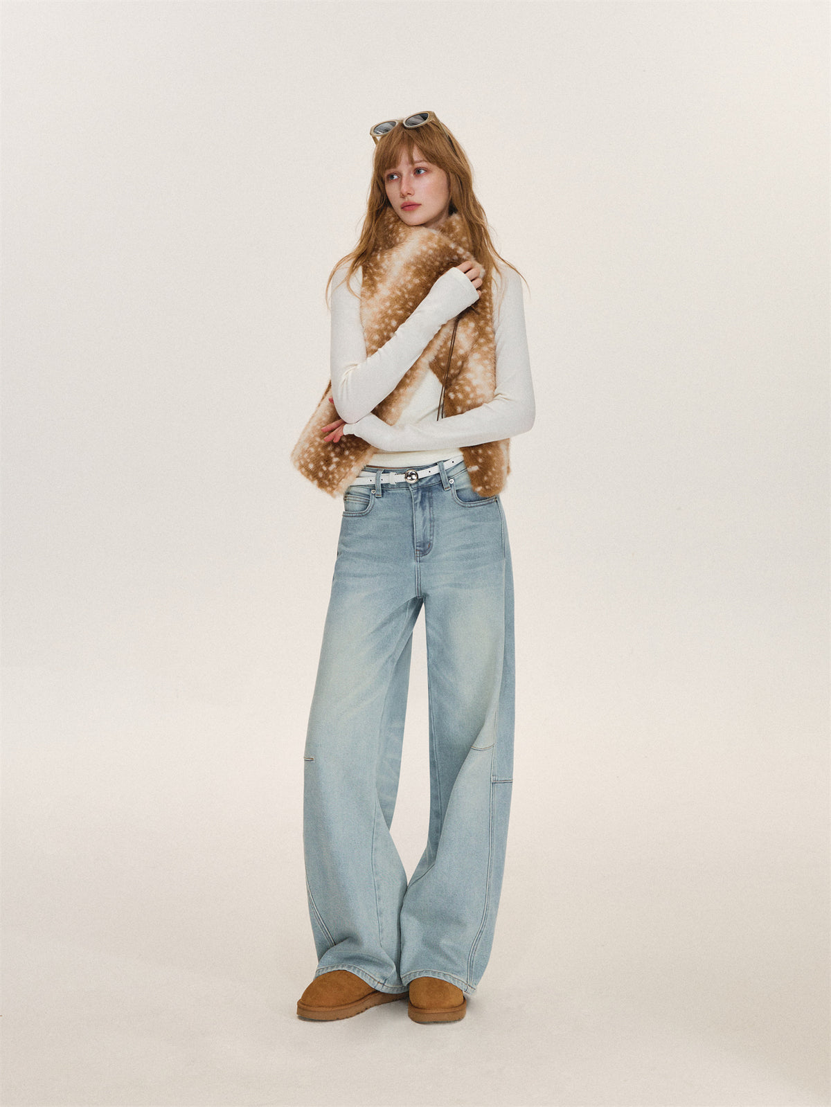 Asgony ASG26611 Strap-Detail Faux Fur Vest