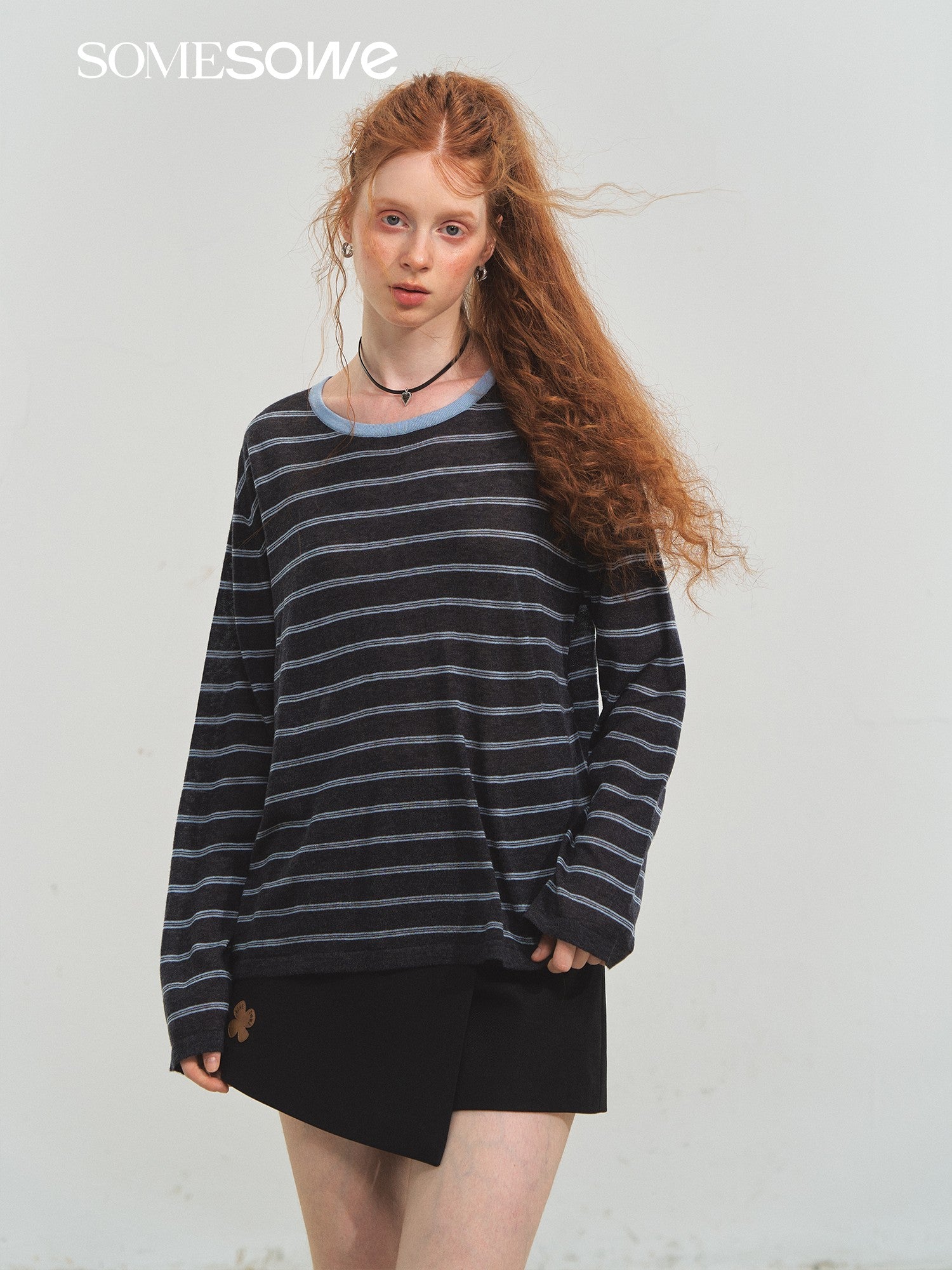 SOMESOWE S2508227 Vintage striped versatile knitted top