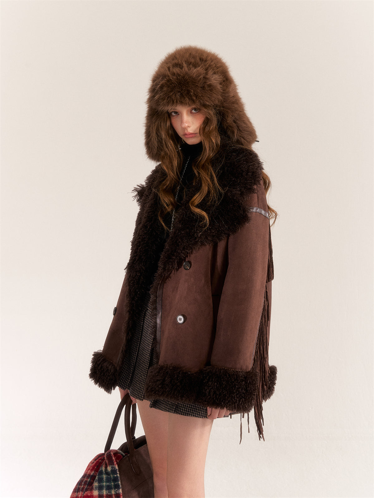 AsGony ASG24530 Suede & Fur Coat(2color)