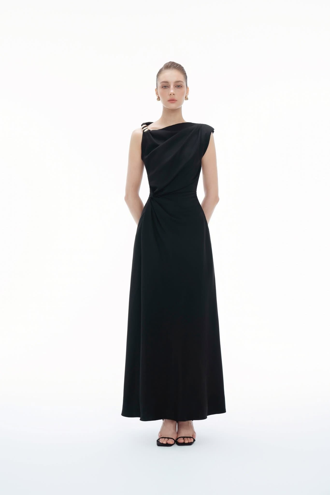 BYDENIO Twisted midi drape dress