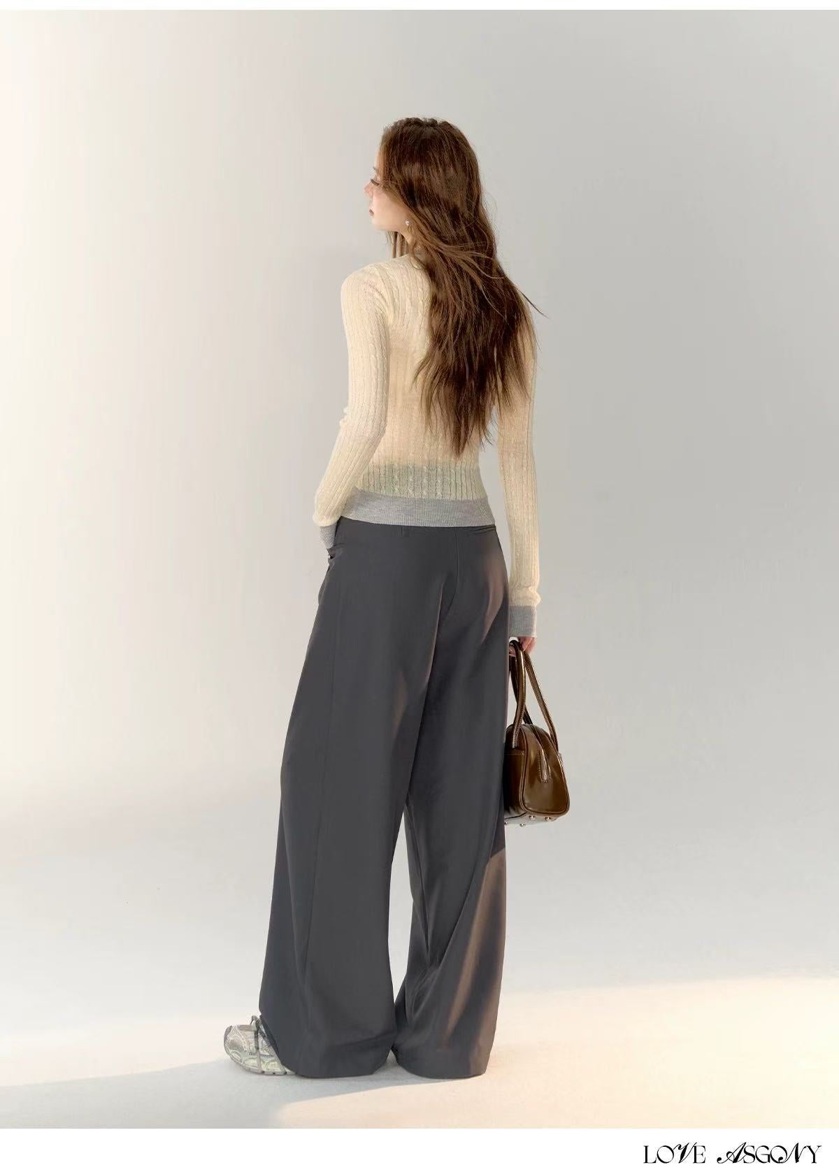 AsGony ASG24759 Embroidered fake two-piece top