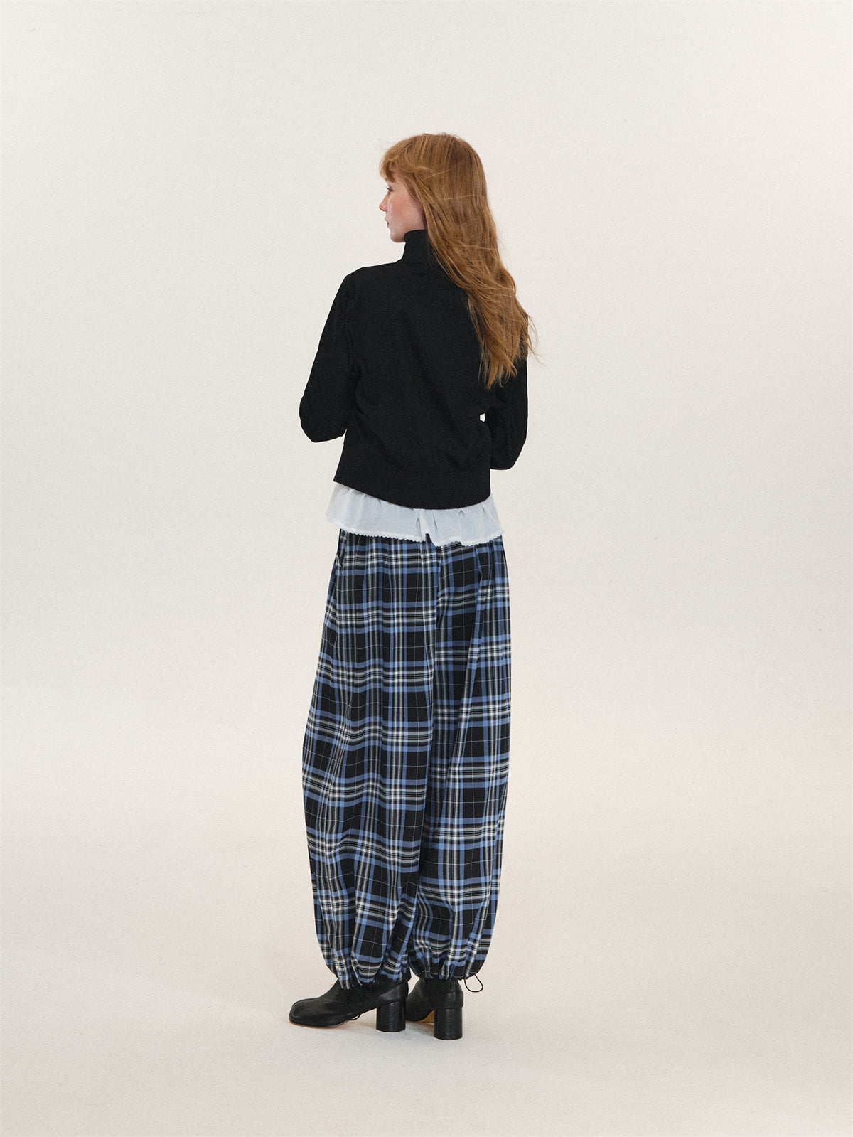 Asgony ASG26609 Plaid Wide-Leg Pants