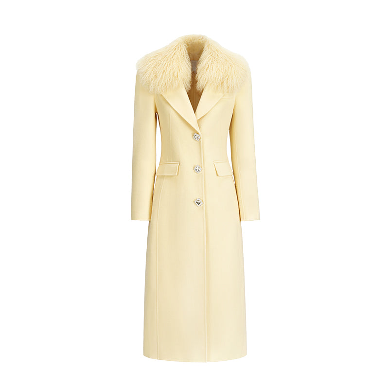 SHEERLUCK SLDY25503 Wool collar diamond button slim fit coat