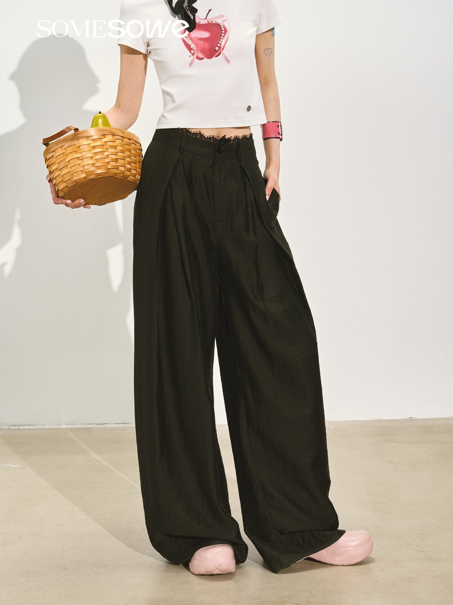 SOMESOWE S2508125 Pearlescent organza cool trousers (3color)