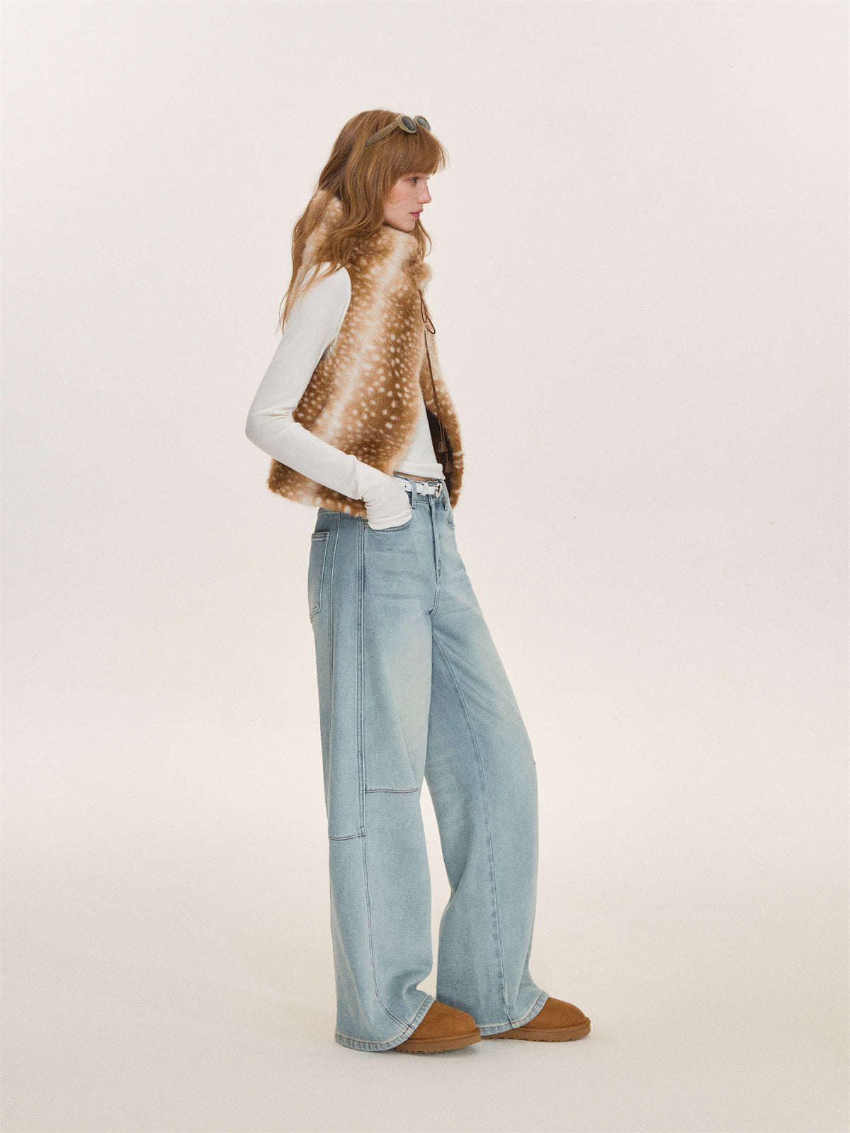 Asgony ASG26611 Strap-Detail Faux Fur Vest