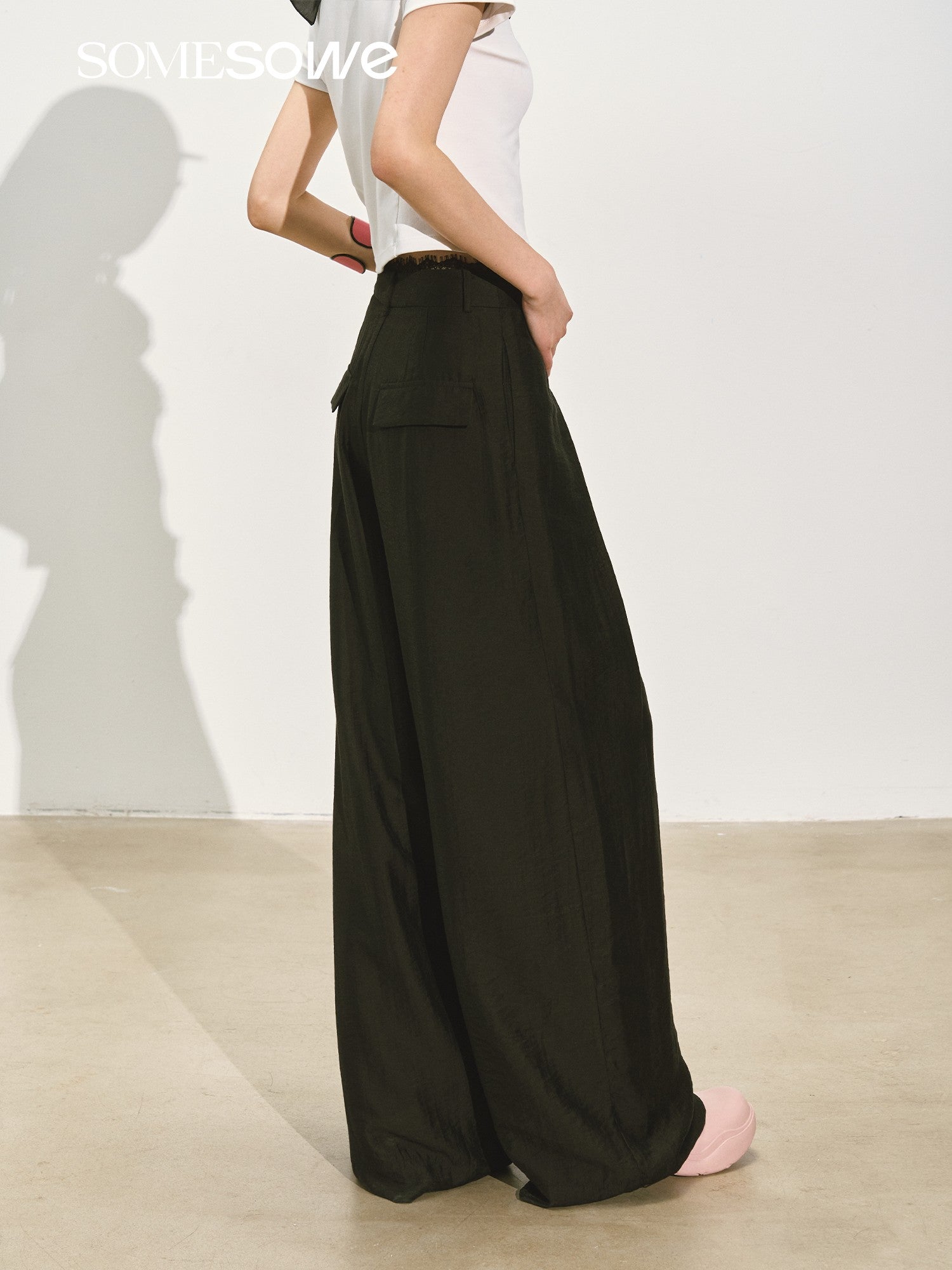 SOMESOWE S2508125 Pearlescent organza cool trousers (3color)