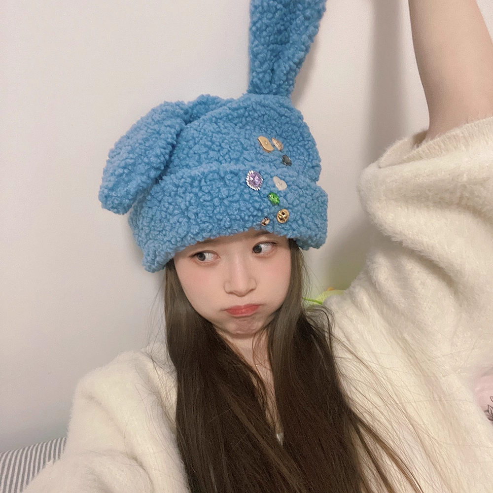 Momonana Bunny-eared hat with snap-on ears(3colors)
