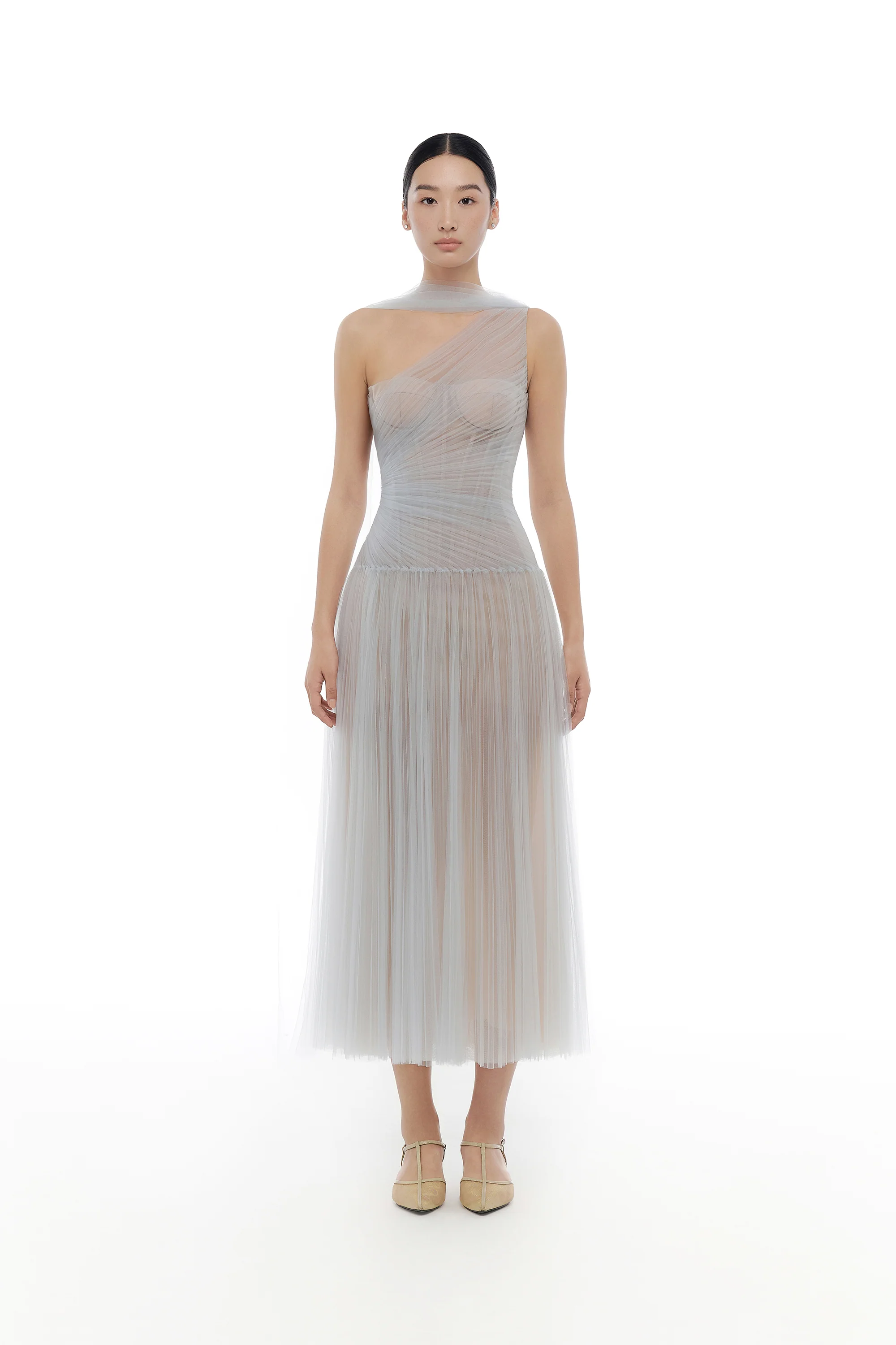 Montsand Draped Midi Dress-Blue