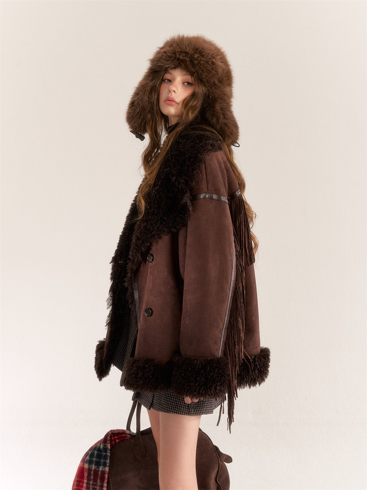 AsGony ASG24530 Suede & Fur Coat(2color)