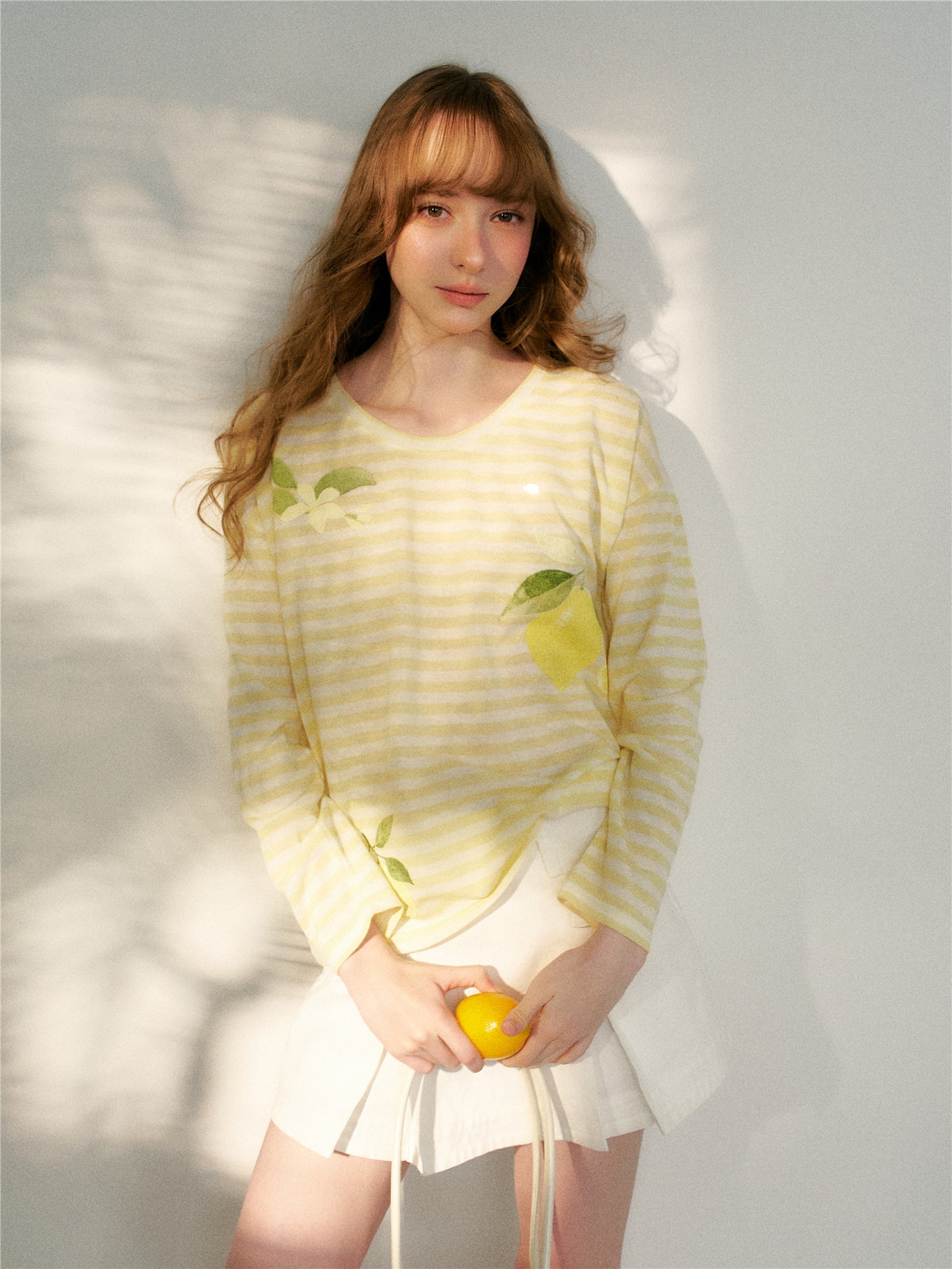 16DEWS 16D26126 Lazy loose striped long sleeved T-shirt