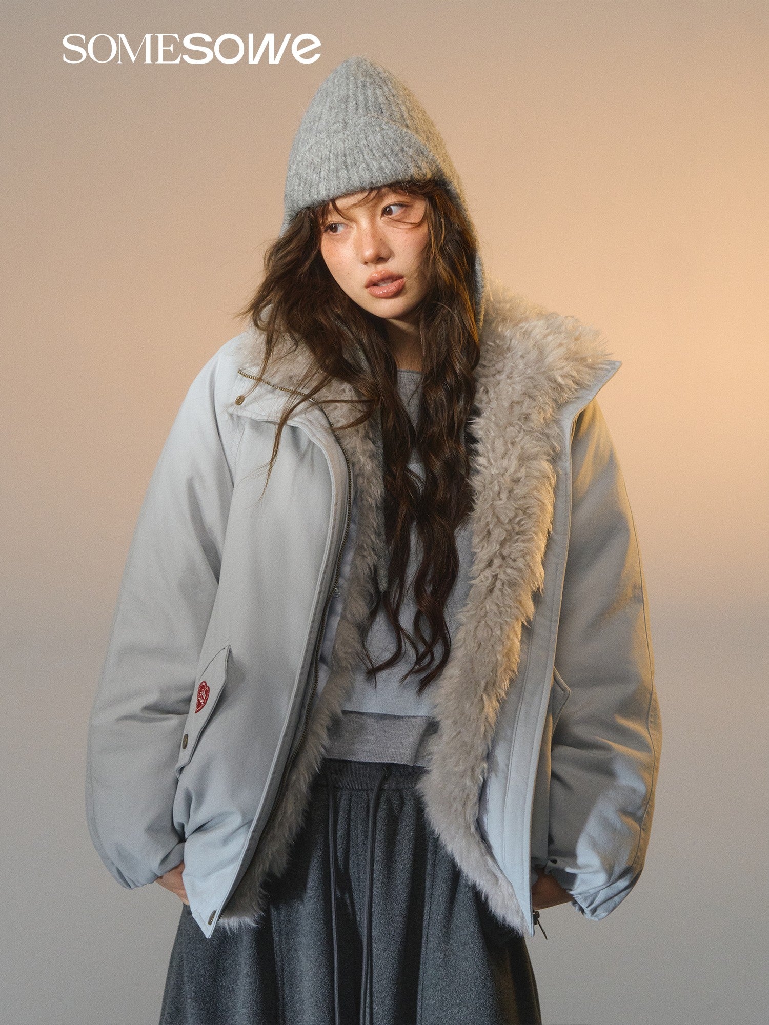 SOMESOWE S2508258 Detachable fur collar down jacket