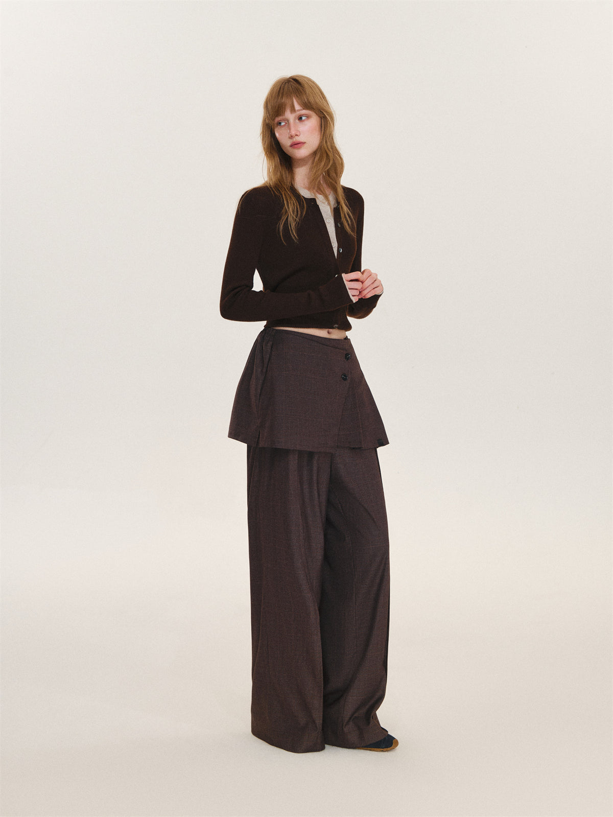 Asgony ASG26619 Faux-Layered Knit Cardigan
