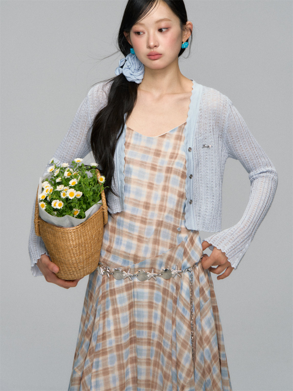 AsGony ASG25179 Lace sunscreen knitted cardigan (3color)